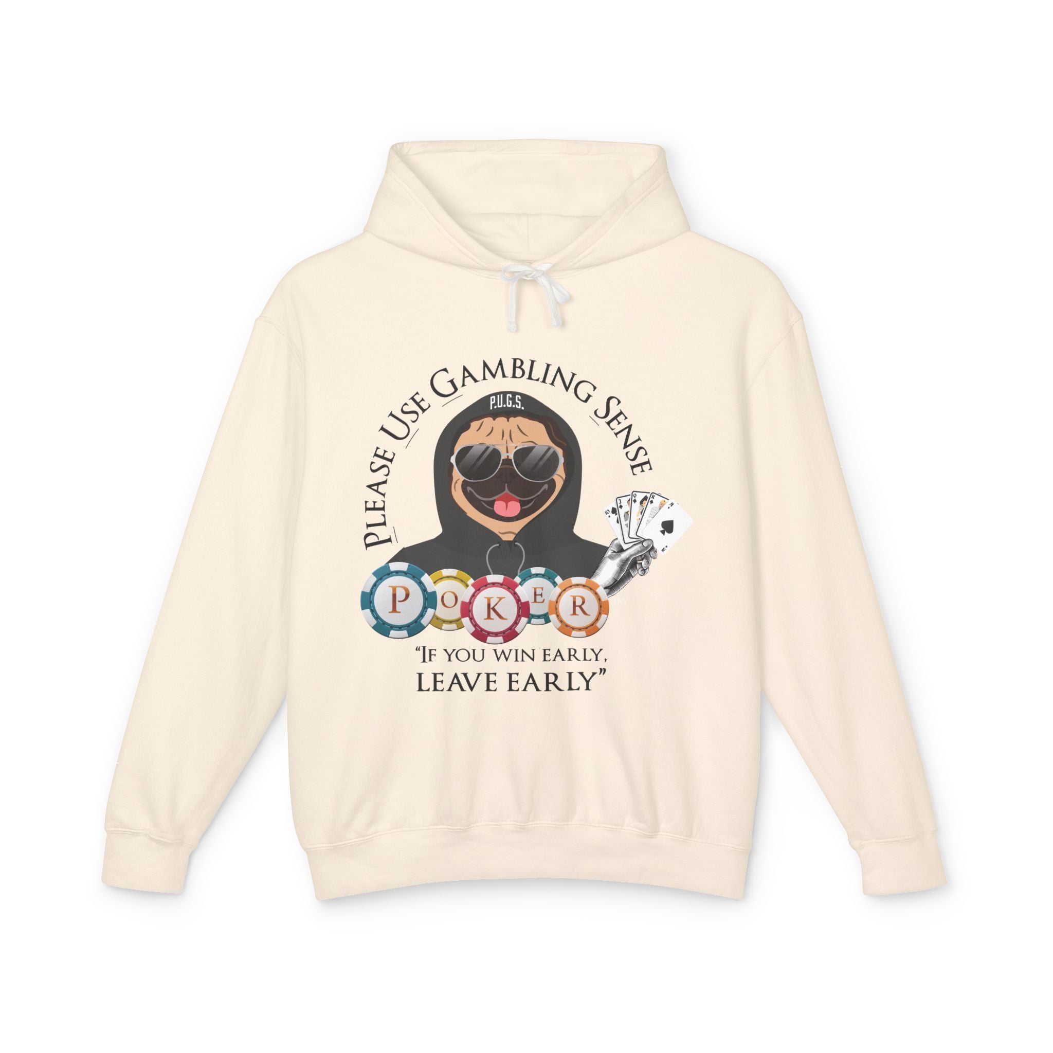 Funny poker graphic hoodie by P.U.G.S. apparel