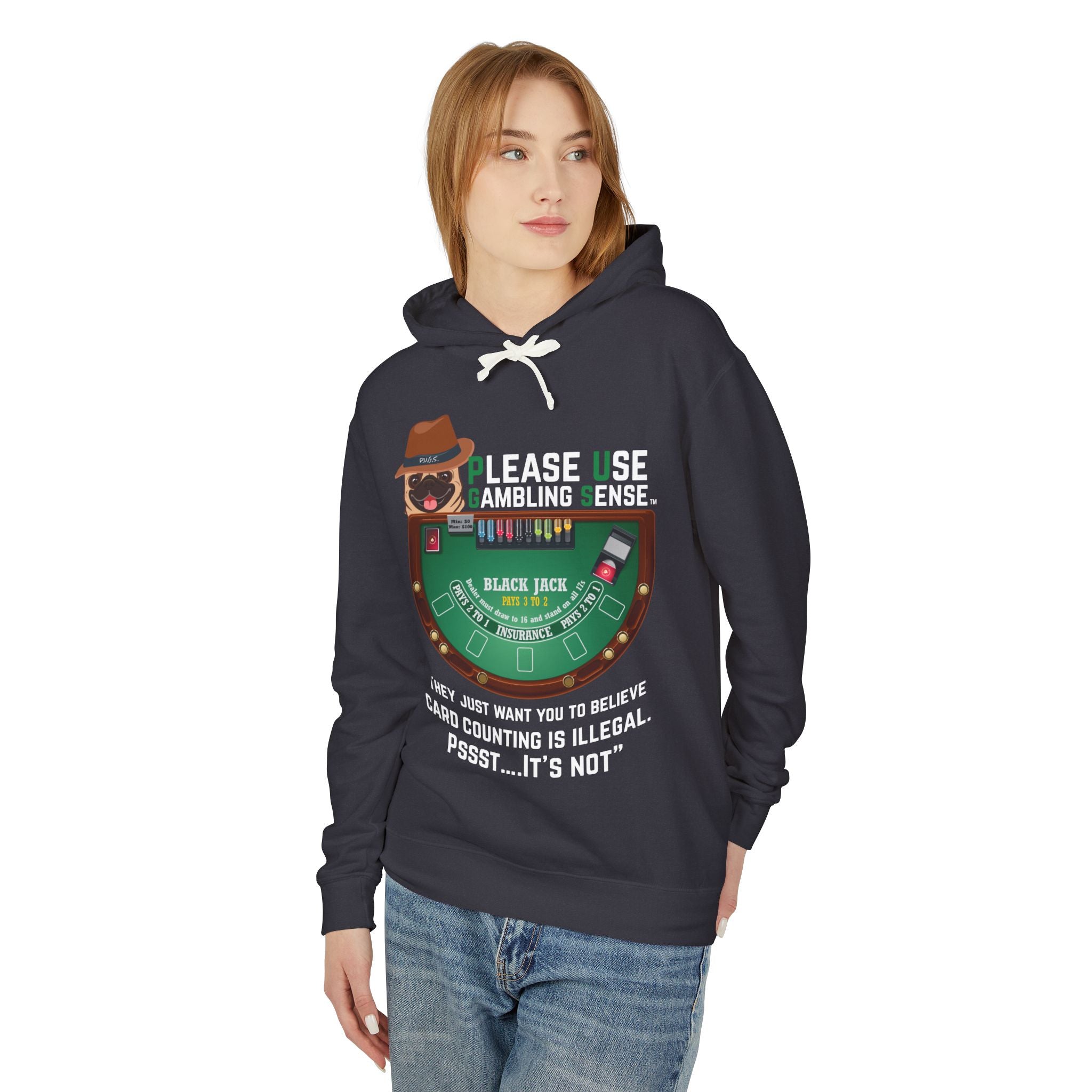Funny blackjack graphic hoodie by P.U.G.S. apparel