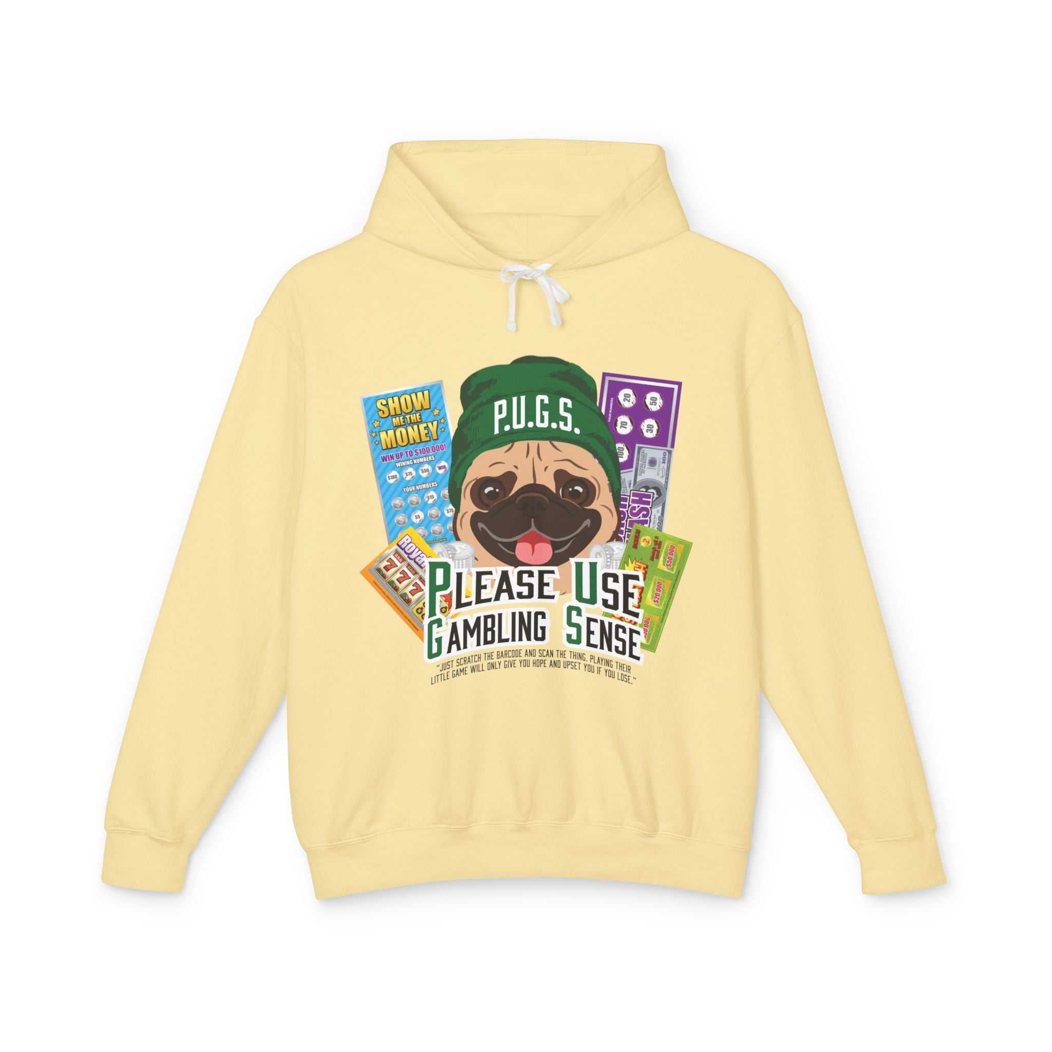 Funny scratch off lottery graphic hoodie by P.U.G.S. Apparel