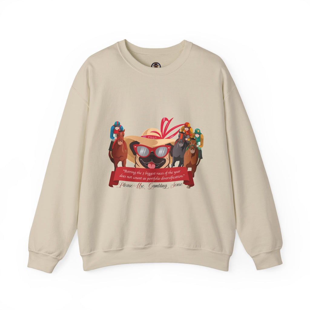 funny horse racing graphic sweatshirt by P.U.G.S. Apparel