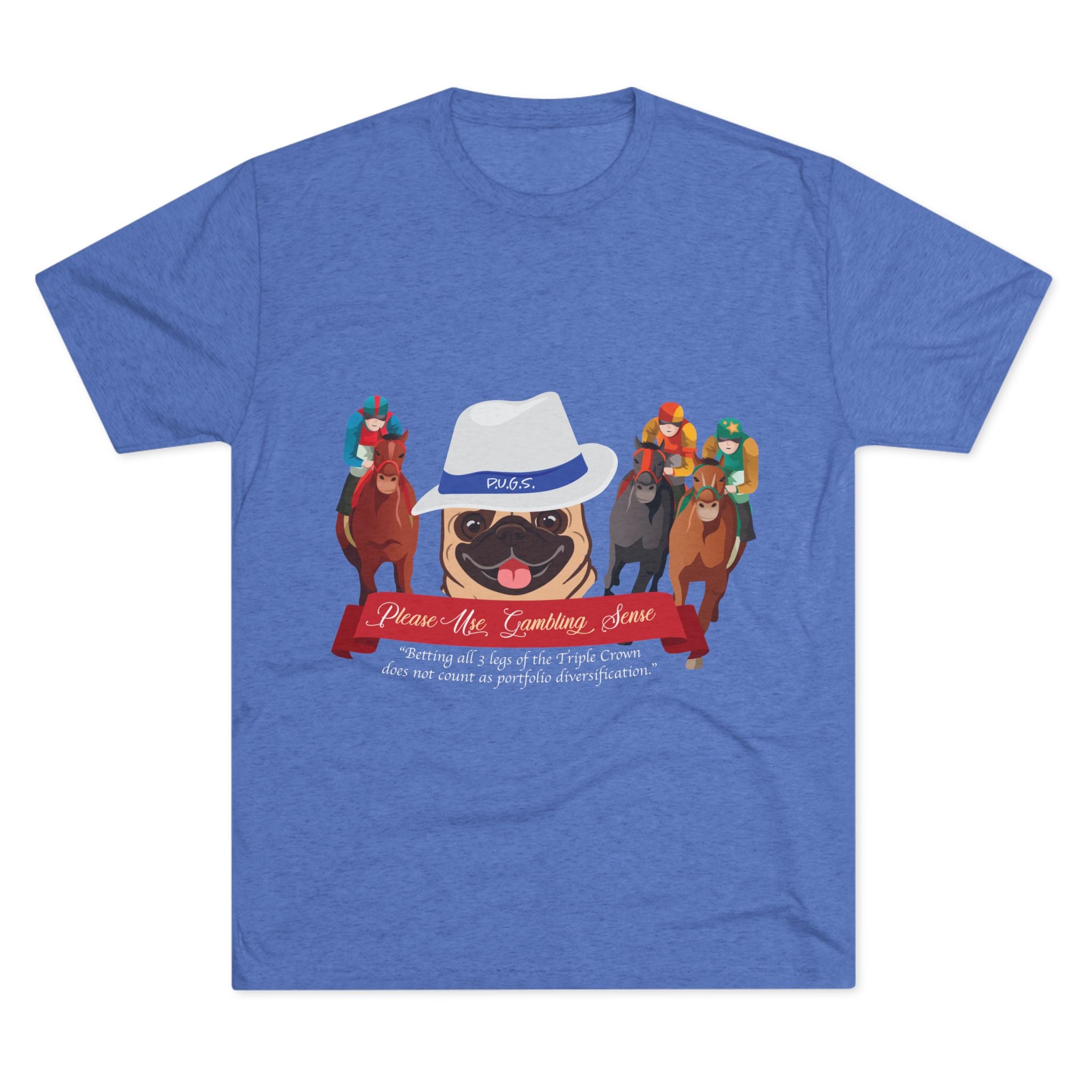 Horse Racing “Fedora” Unisex Graphic Tee by P.U.G.S. Apparel, Dark Colors