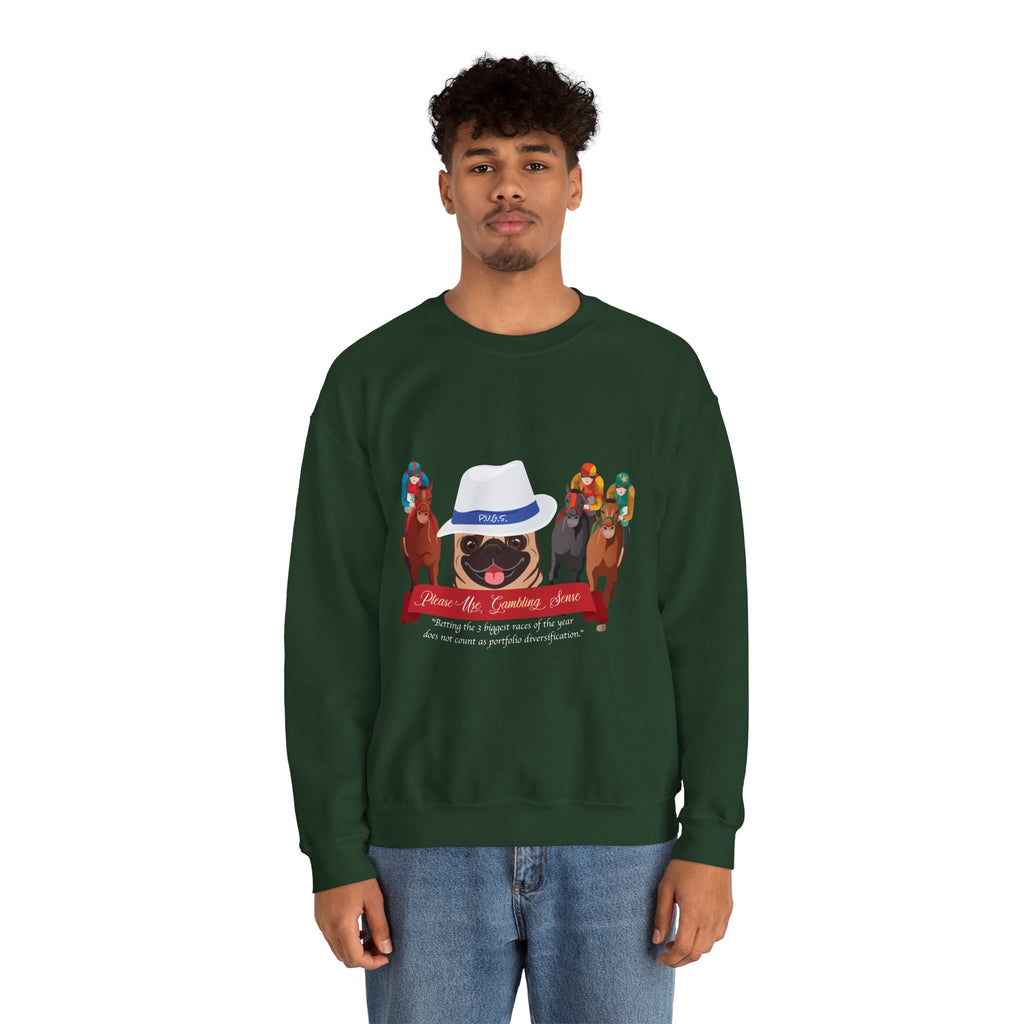 Horse Racing Fedora Unisex Crew Neck Sweatshirt by P.U.G.S.Apparel Dark colors