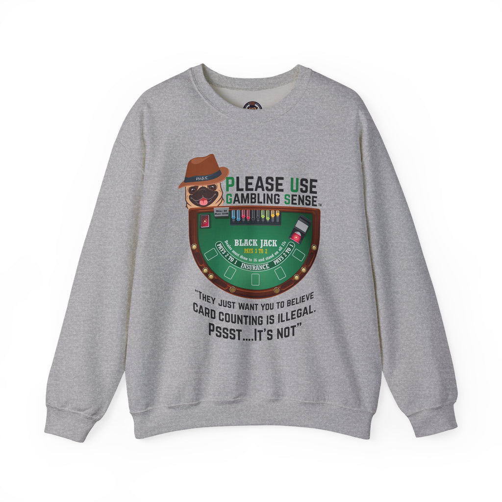 funny graphic sweatshirt, blackjack by P.U.G.S. Apparel