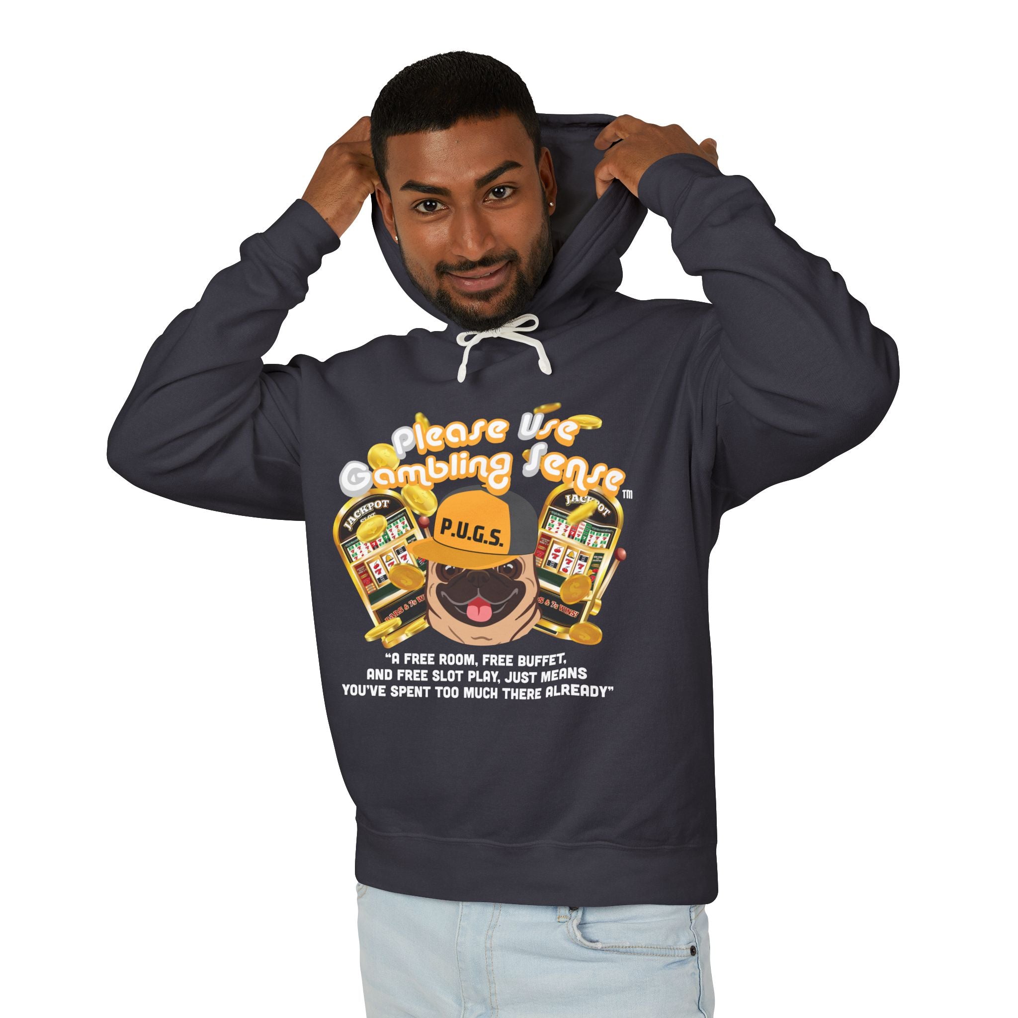 Funny slot machine graphic hoodie by P.U.G.S. Apparel