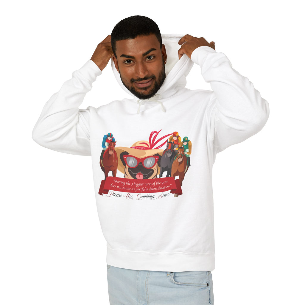 Funny horse racing graphic hoodie by P.U.G.S. Apparel
