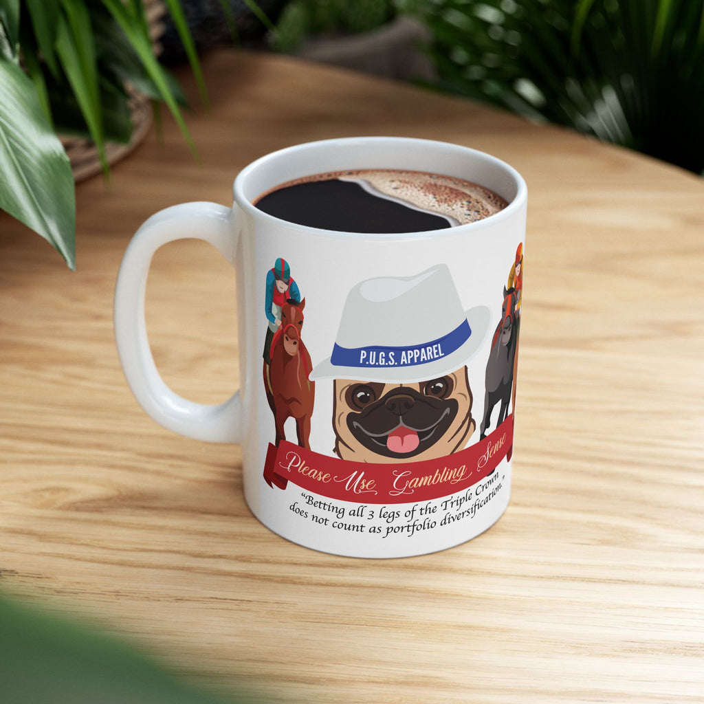 Horse Racing “Fedora” White Ceramic Mug Coffee Cup (11oz/15oz)