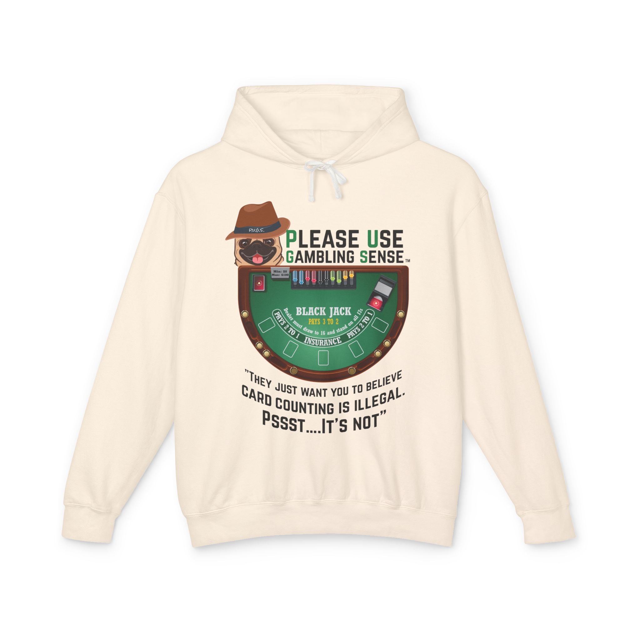Funny blackjack graphic hoodie by P.U.G.S. apparel