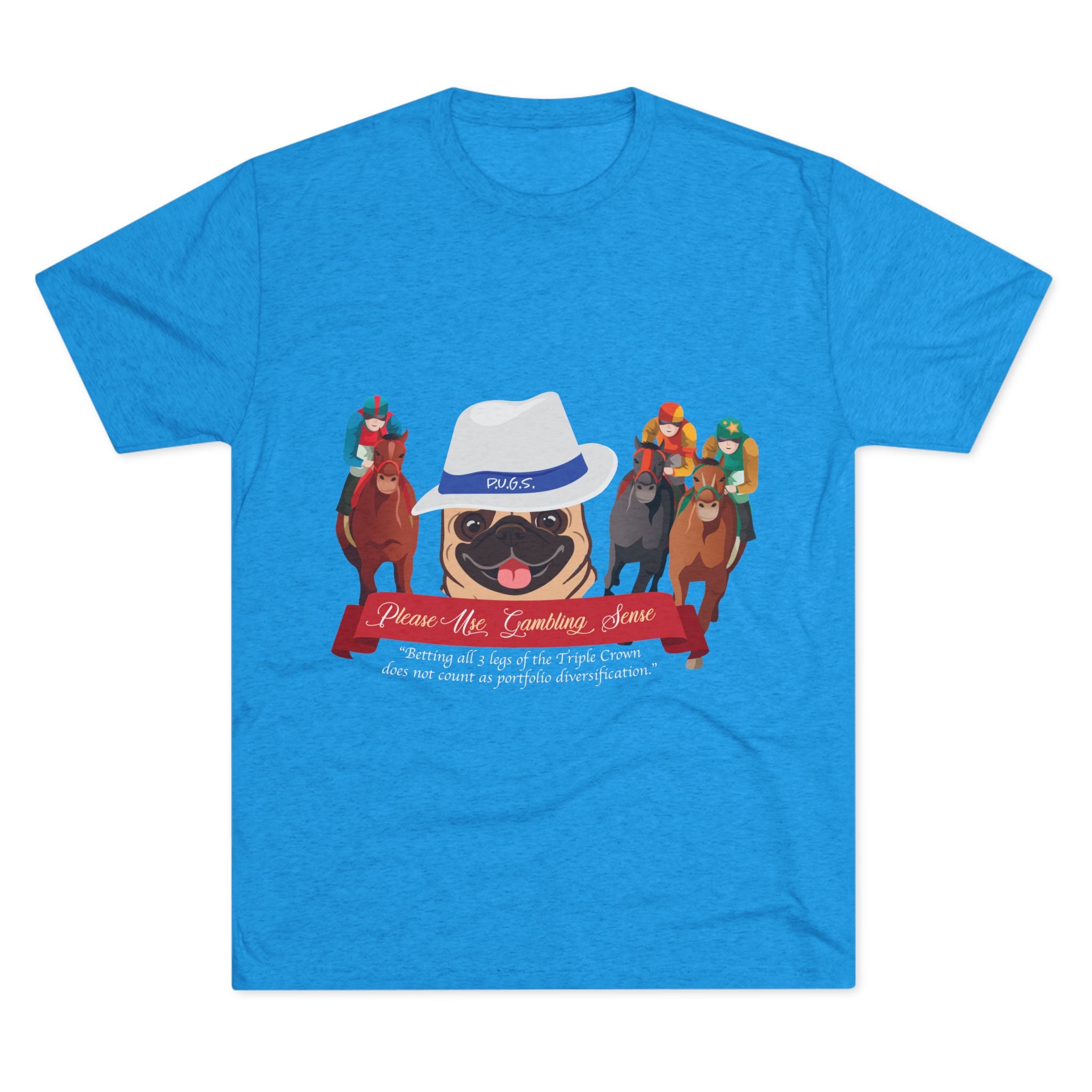Horse Racing “Fedora” Unisex Graphic Tee by P.U.G.S. Apparel, Dark Colors