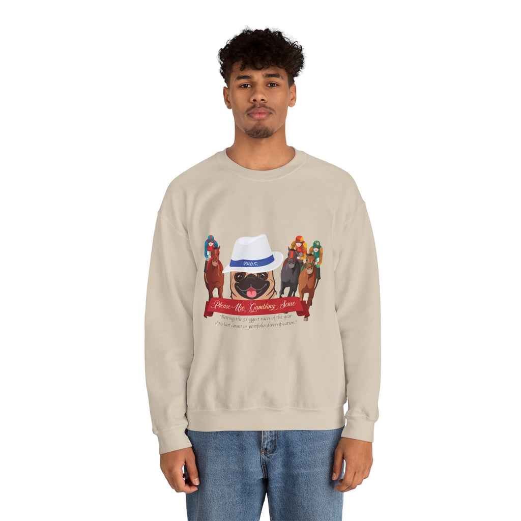 Horse Racing Fedora Unisex Crew Neck Sweatshirt by P.U.G.S. Apparel Light colors