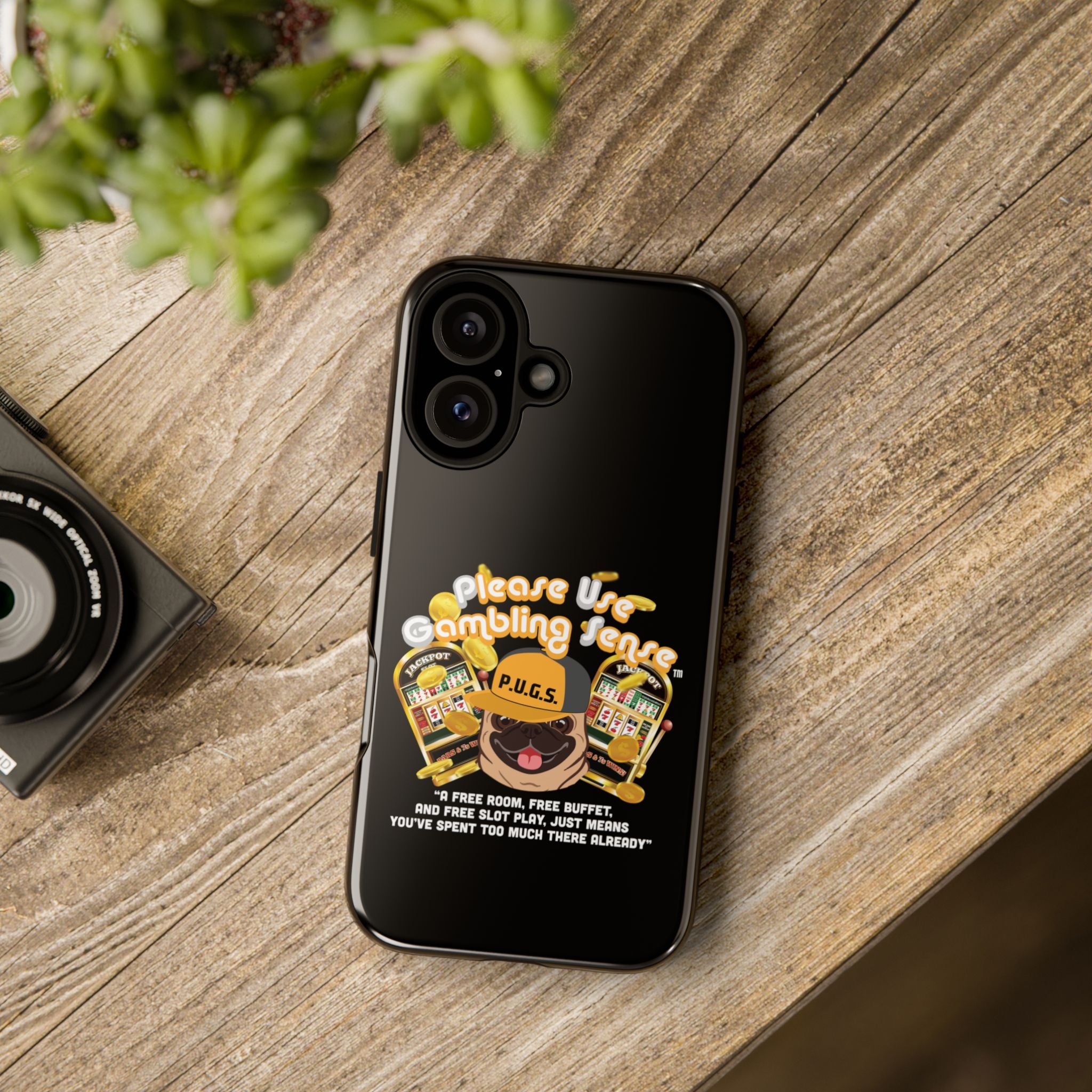Black Slot Machine "Free Play" Gambling Phone Case — P.U.G.S. Apparel