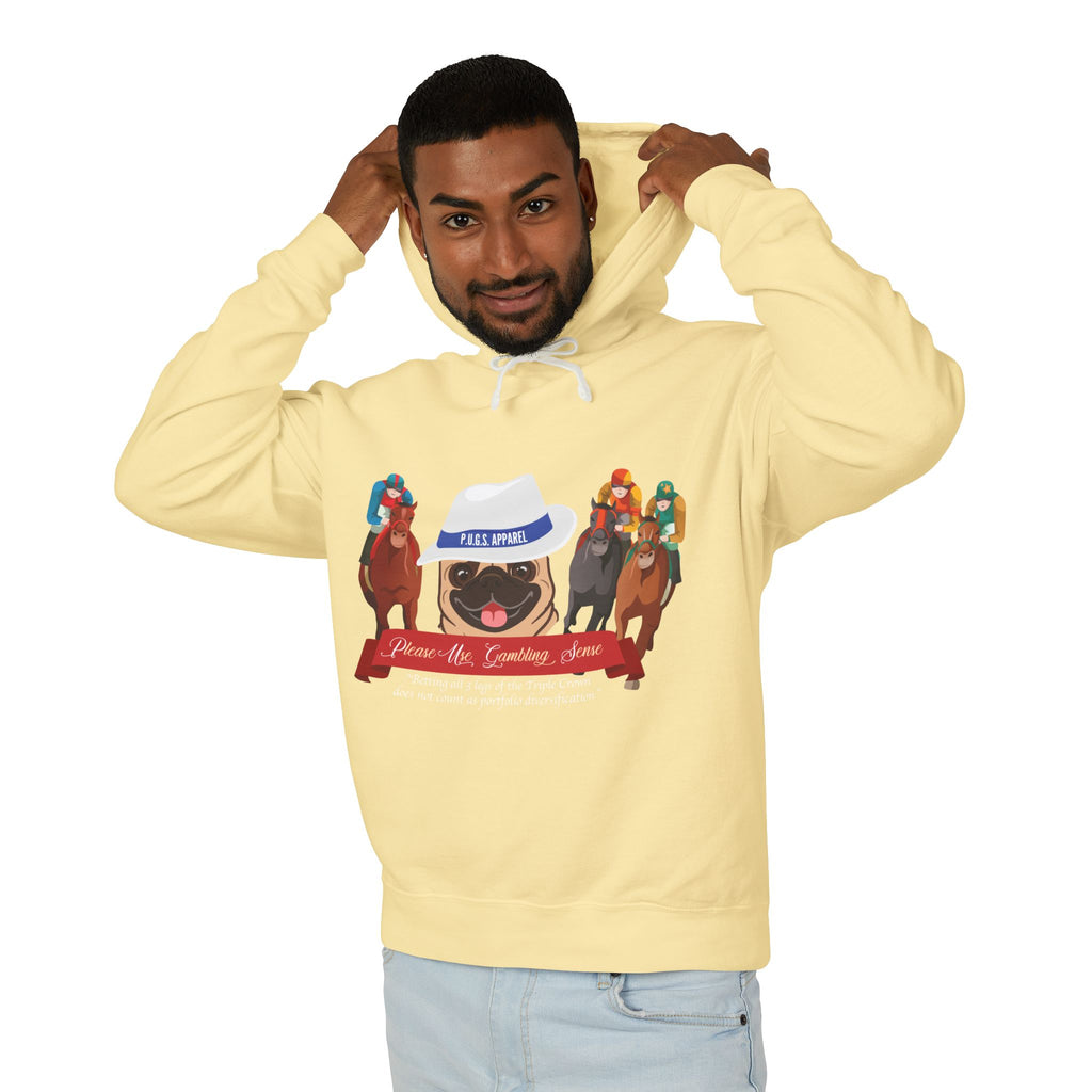 Funny horse racing graphic hoodie by P.U.G.s. Apparel