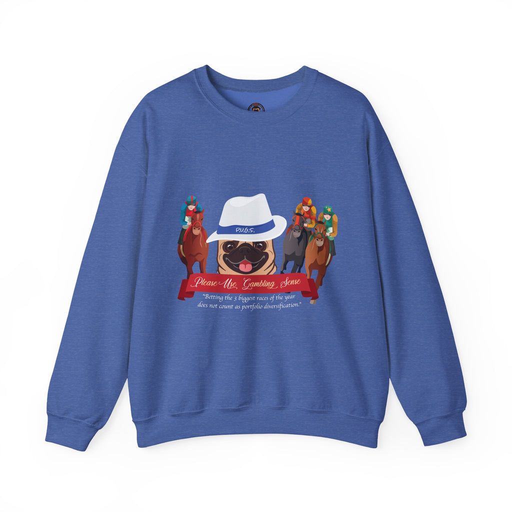 Horse Racing Fedora Unisex Crew Neck Sweatshirt by P.U.G.S.Apparel Dark colors