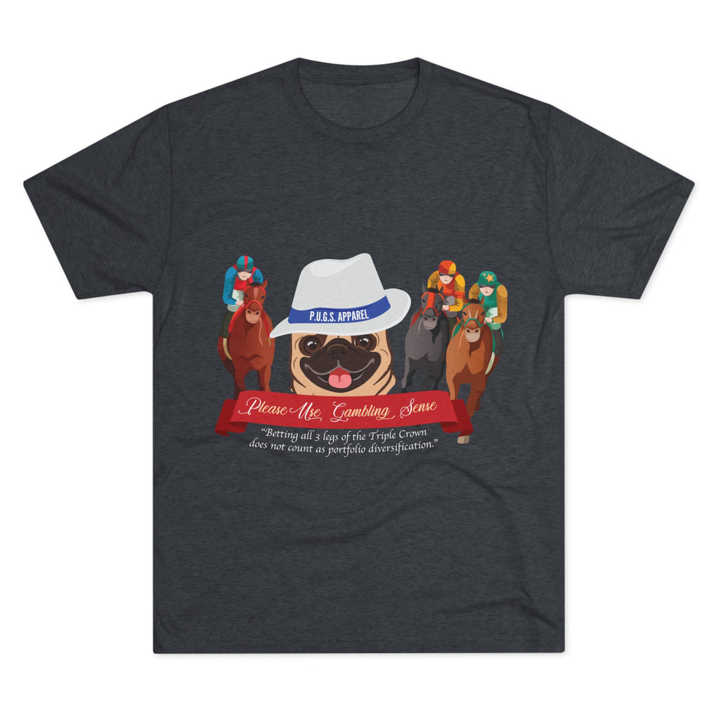 Horse Racing “Fedora” Unisex Graphic Tee by P.U.G.S. Apparel, Dark Colors