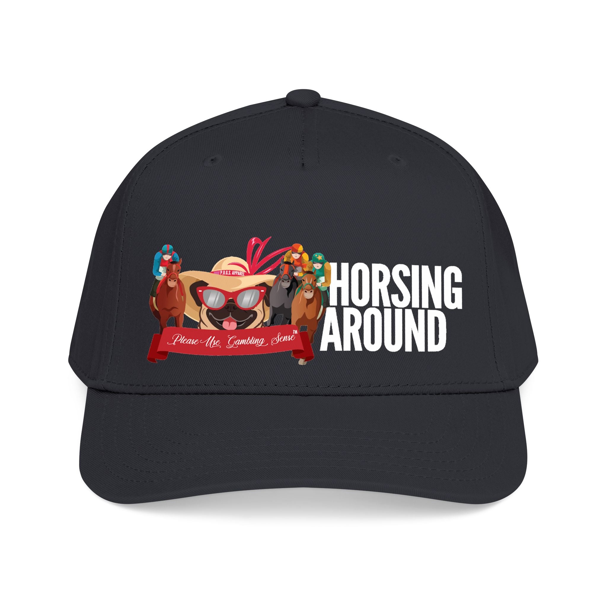 Horse Racing "Horsing Around" Mid Profile Baseball Cap by P.U.G.S. Apparel