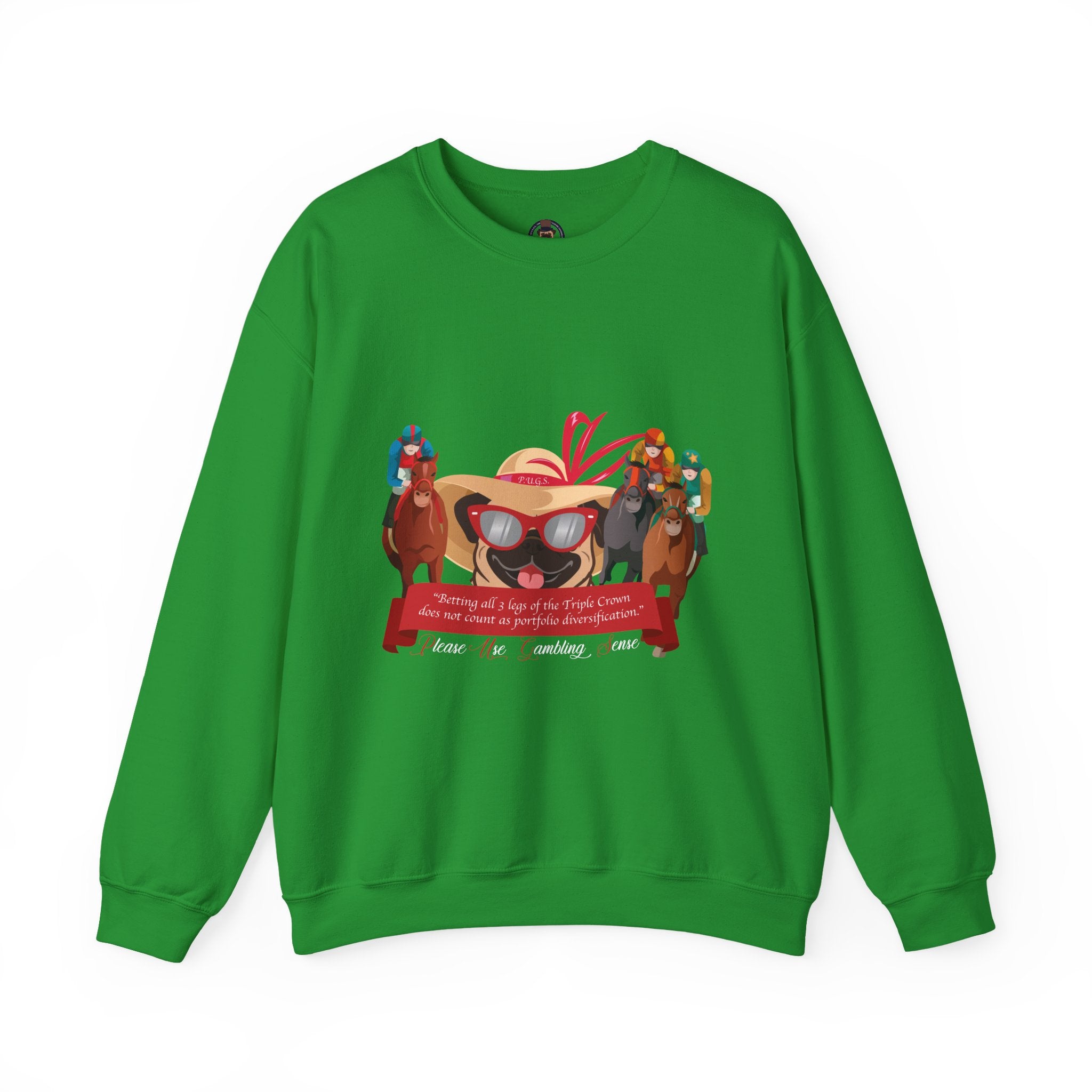 funny horse racing sweatshirt by P.U.G.S. Apparel