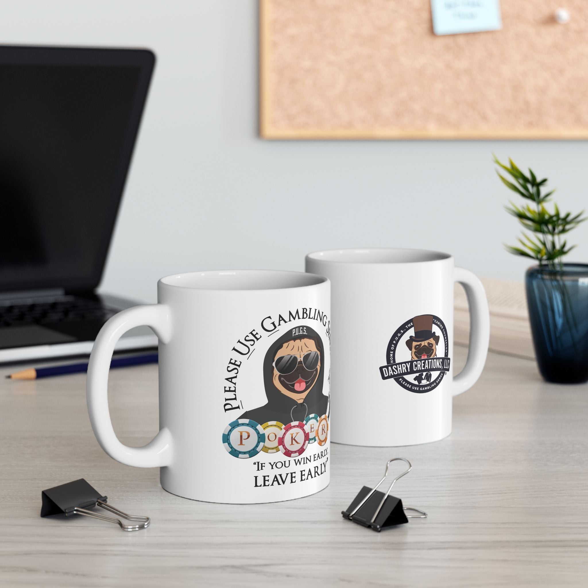 Poker “Early” White Ceramic Mug — Funny Gambling Humor Coffee Cup (11oz/15oz)