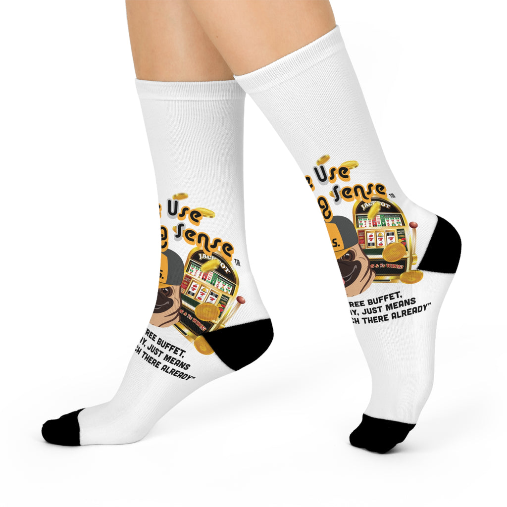 Slot Machine “Free Play” Collection Cushioned Crew Socks by P.U.G.S. Apparel