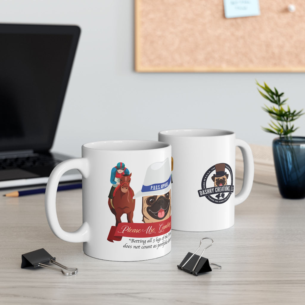 Horse Racing “Fedora” White Ceramic Mug Coffee Cup (11oz/15oz)