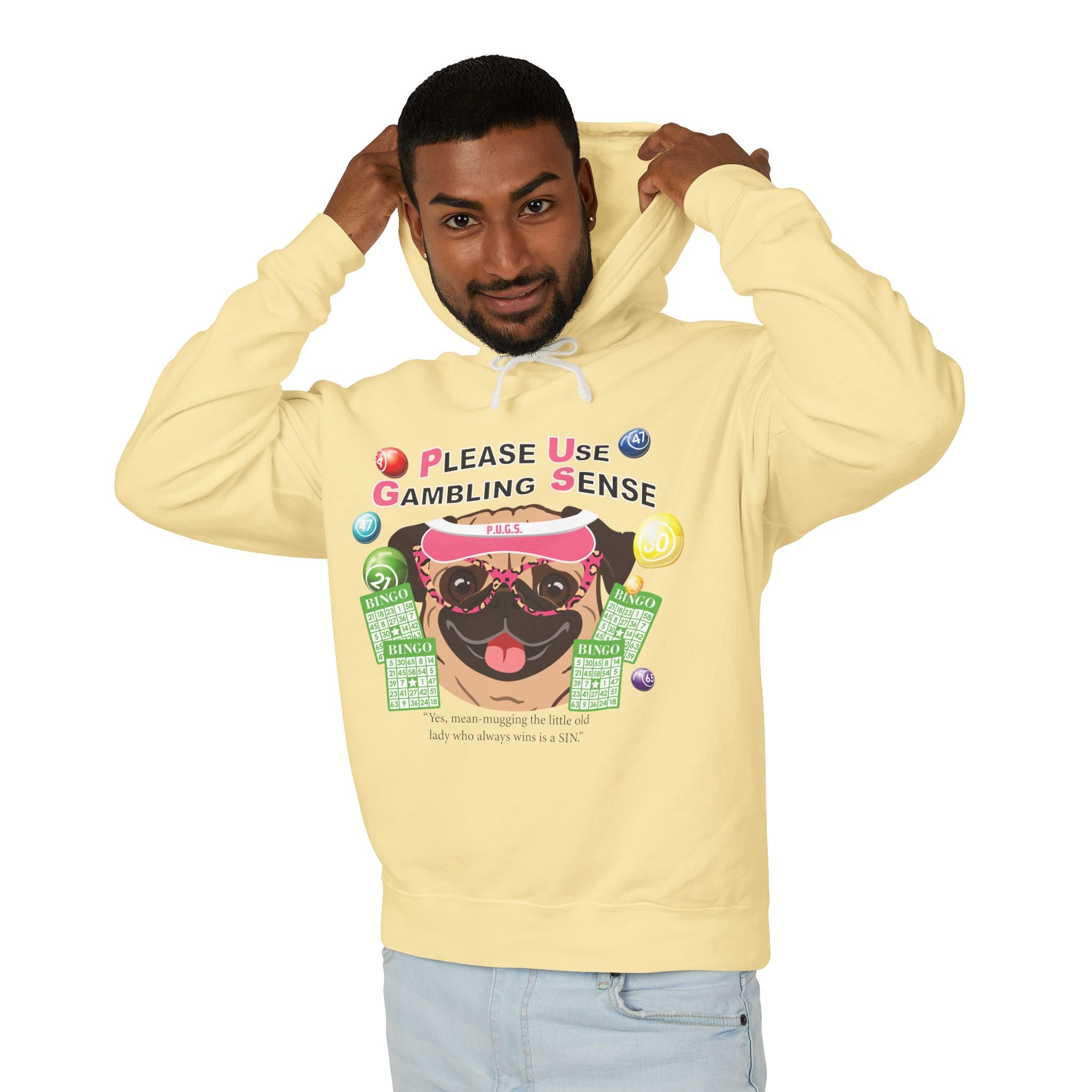 Funny bingo gambling graphic hoodie by P.U.G.S. Apparel