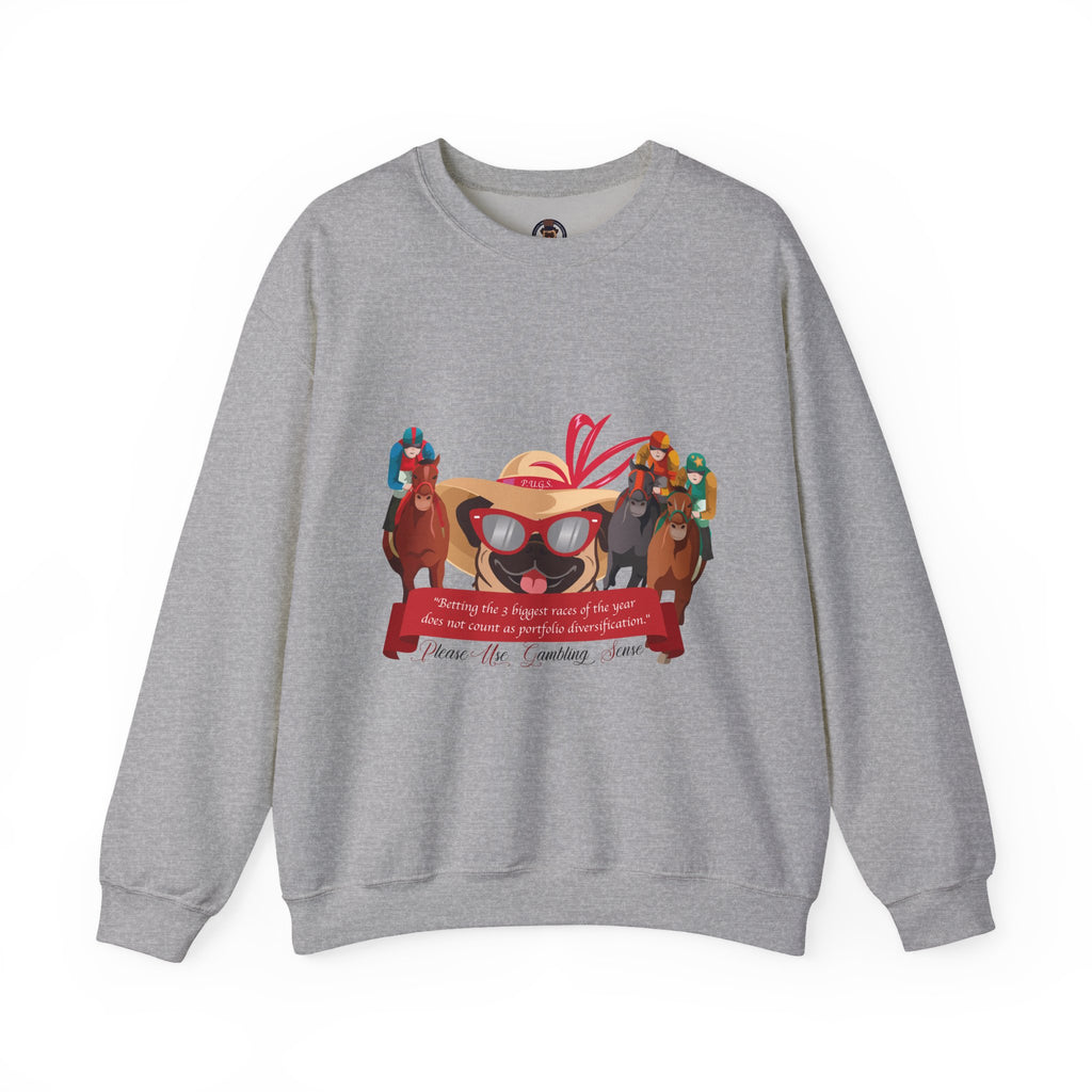 funny horse racing graphic sweatshirt by P.U.G.S. Apparel