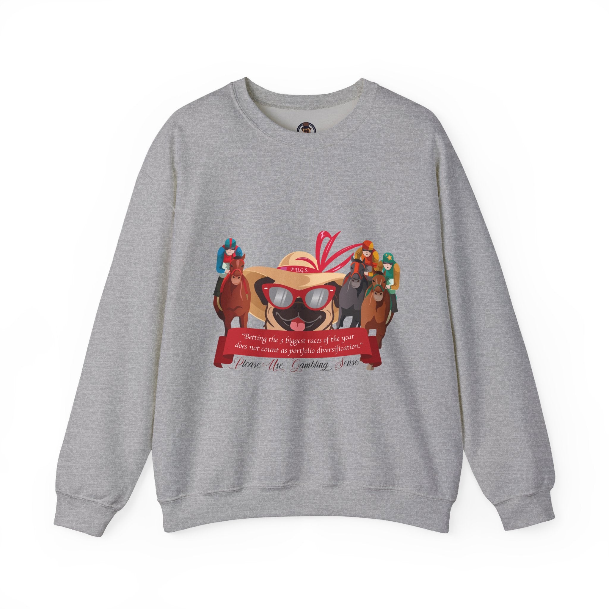 funny horse racing graphic sweatshirt by P.U.G.S. Apparel