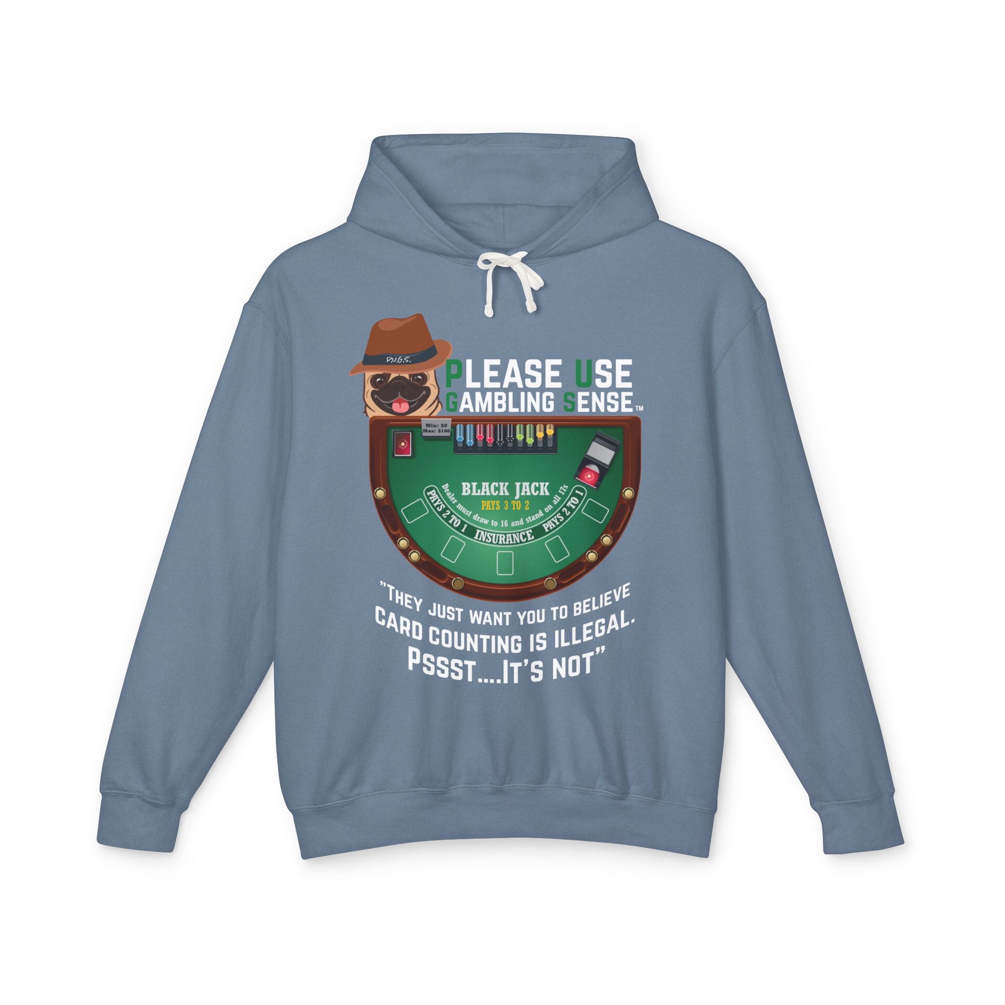 Funny blackjack graphic hoodie by P.U.G.S. apparel