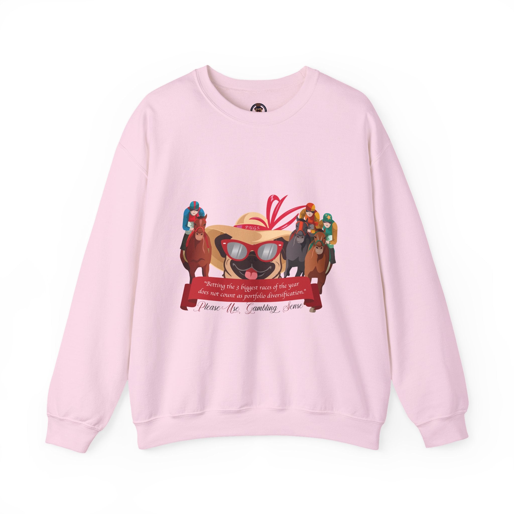 funny horse racing graphic sweatshirt by P.U.G.S. Apparel