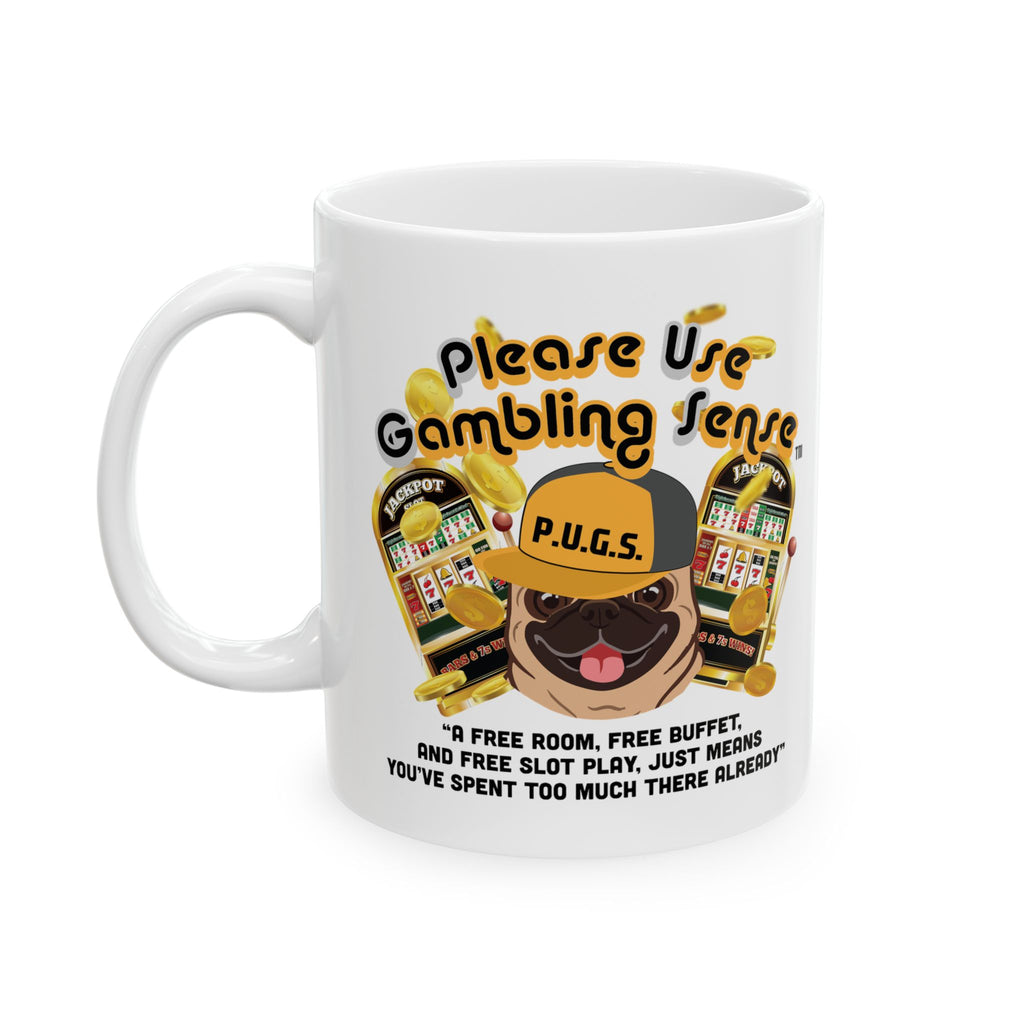 Slot Machine "Free Play" White Ceramic Mug Coffee Cup (11oz/15oz)