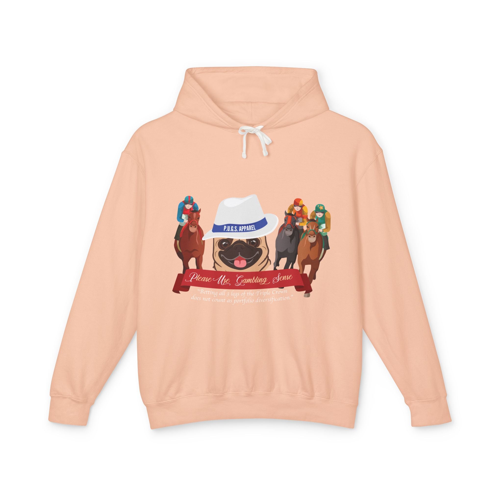 Funny horse racing graphic hoodie by P.U.G.s. Apparel