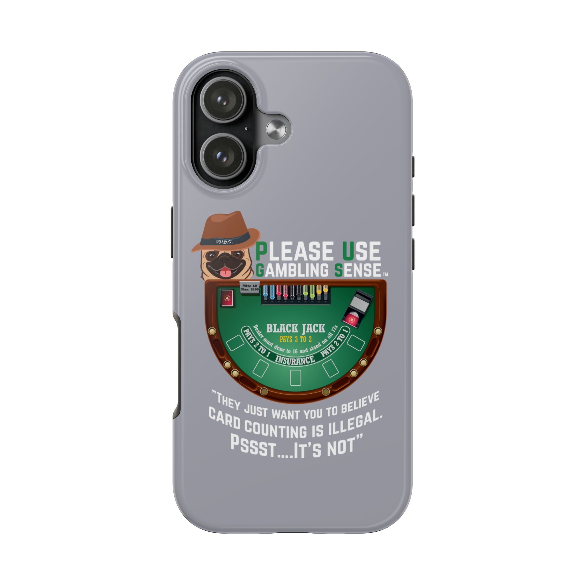 Grey Blackjack "Counting" Tough Phone Case by P.U.G.S. Apparel