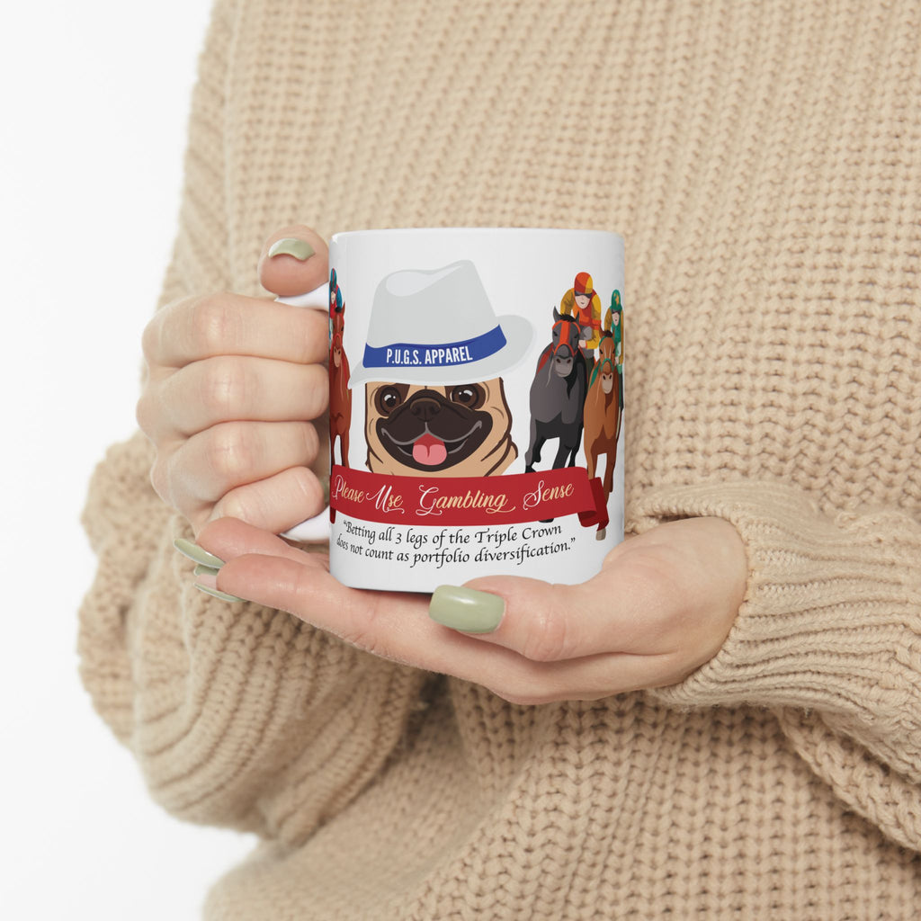 Horse Racing “Fedora” White Ceramic Mug Coffee Cup (11oz/15oz)
