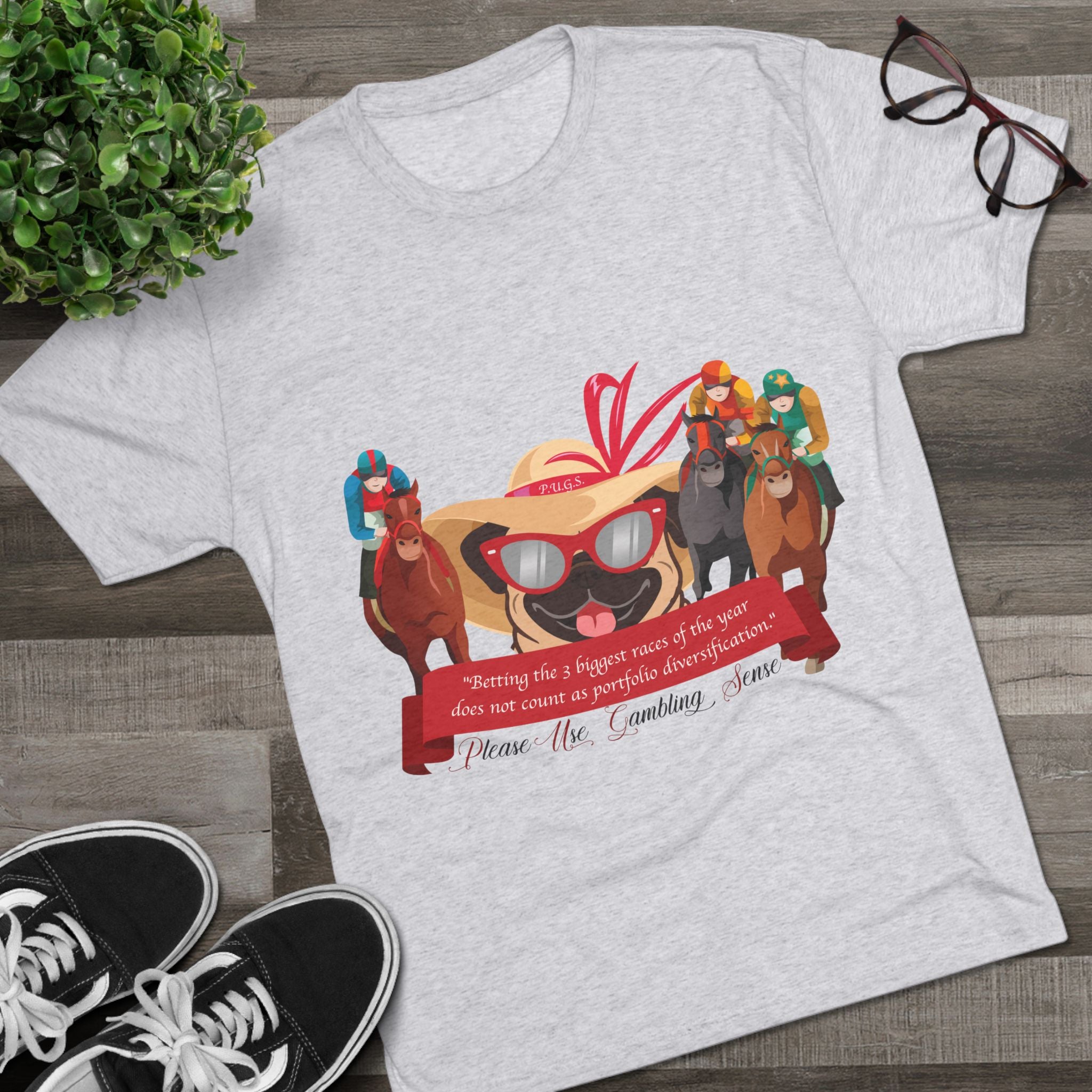 Horse Racing “Betting” Unisex Graphic Tee by P.U.G.S. Apparel, Light Colors