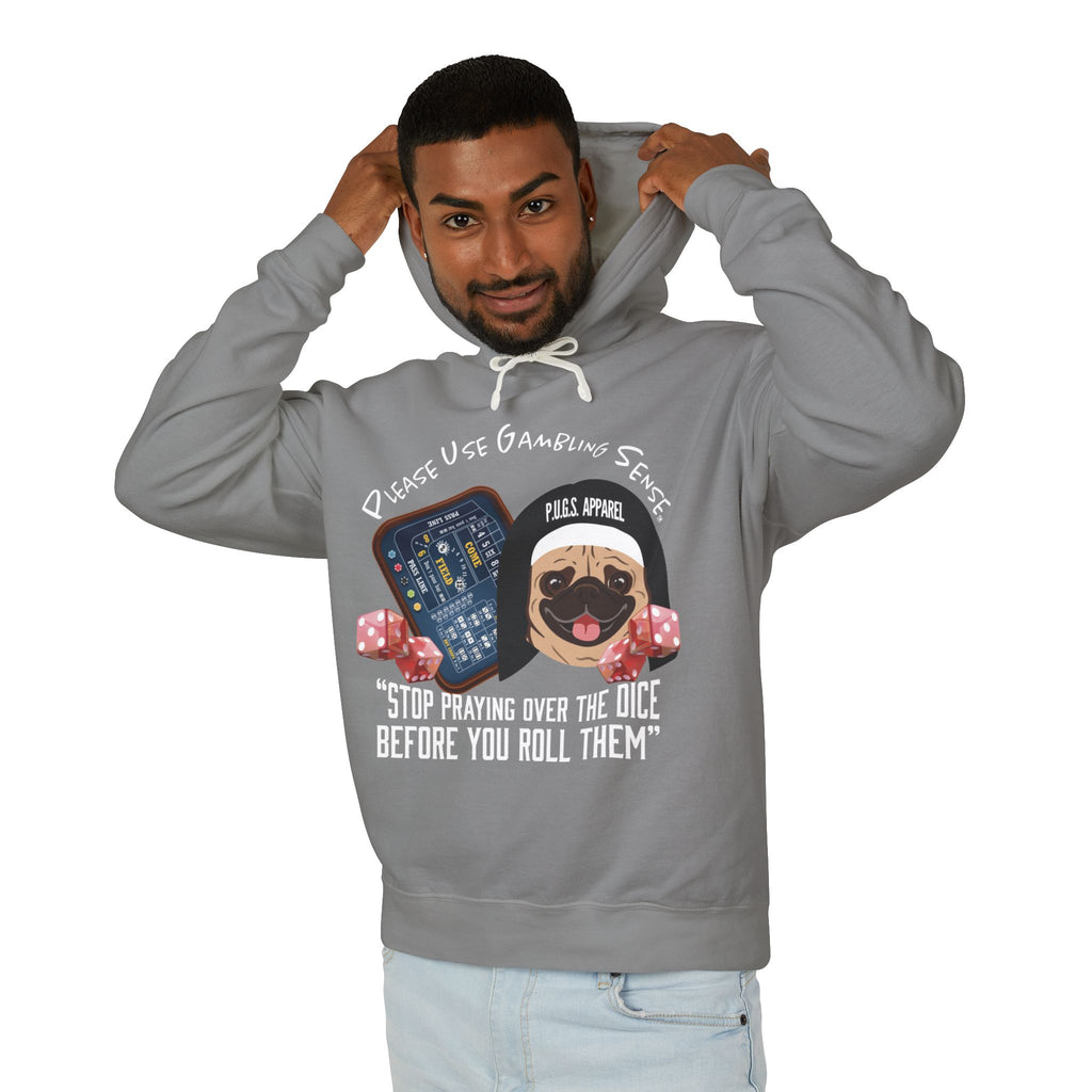 Craps Dice Pug Hoodie by P.U.G.S. Apparel: Dark colors