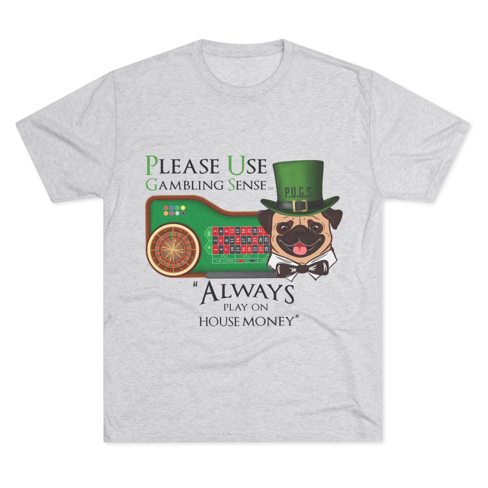 Funny roulette graphic tee by P.U.G.S. Apparel