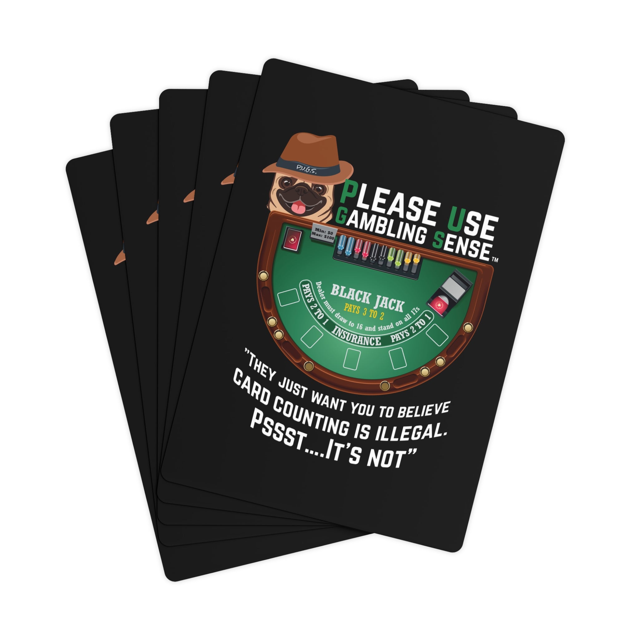 Funny Blackjack playing cards by P.U.G.S. Apparel