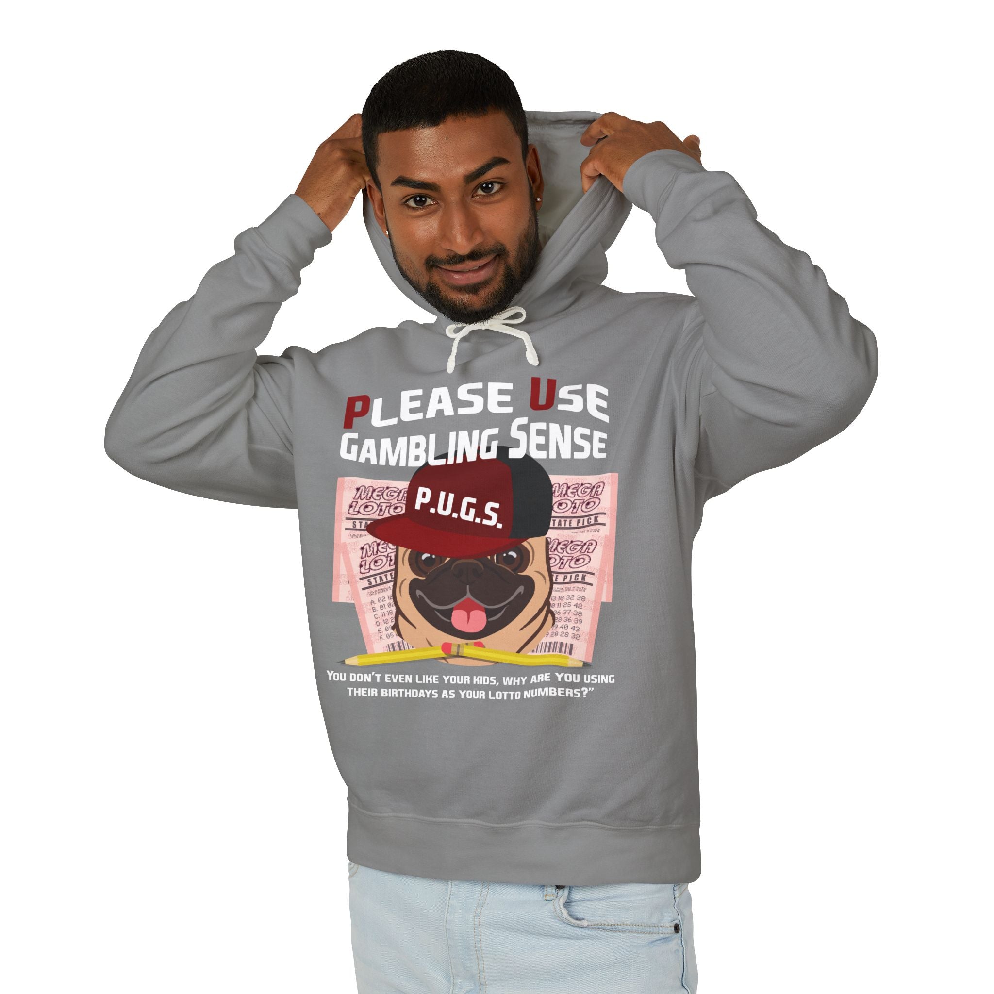 Funny lottery graphic hoodie by P.U.G.S. Apparel