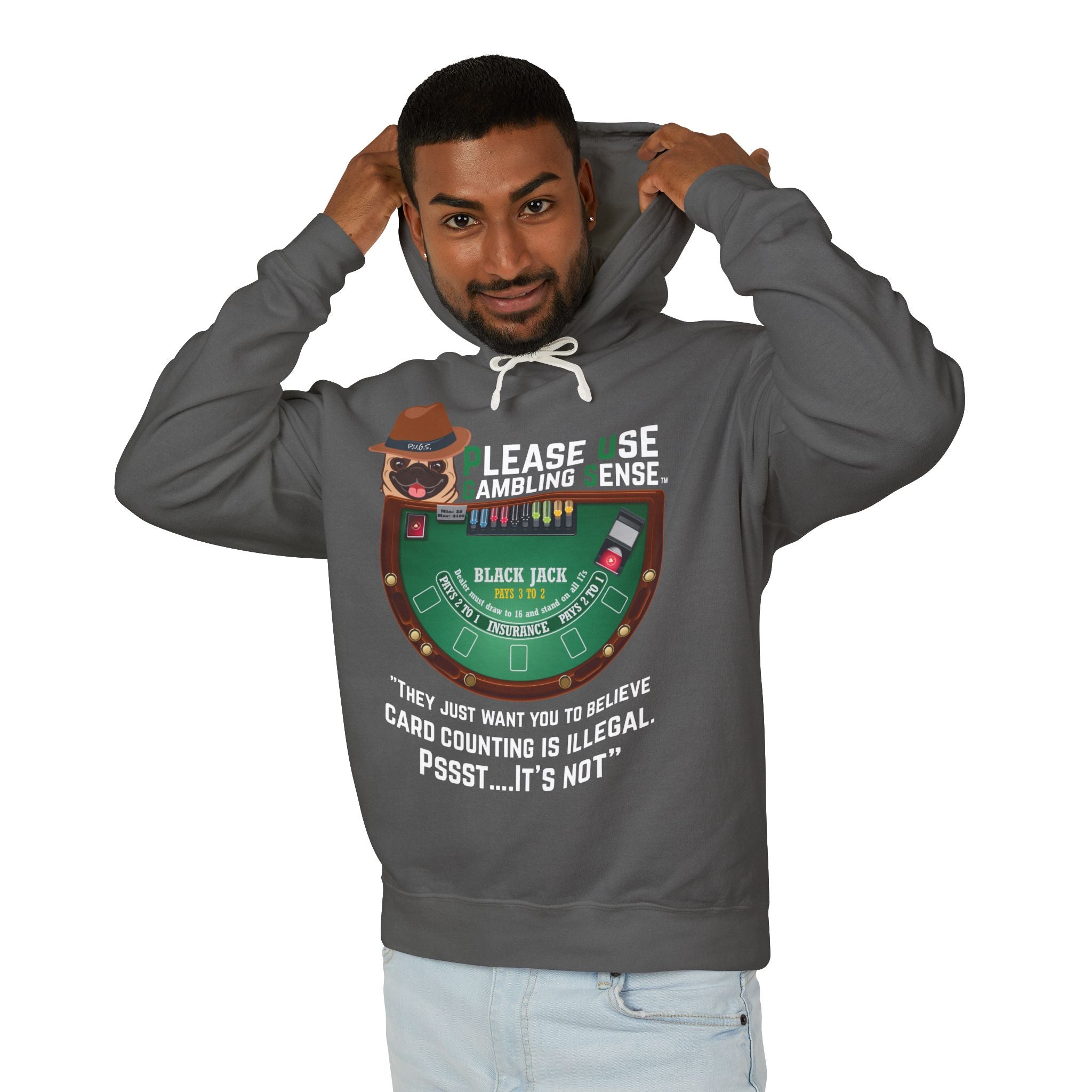 Funny blackjack graphic hoodie by P.U.G.S. apparel
