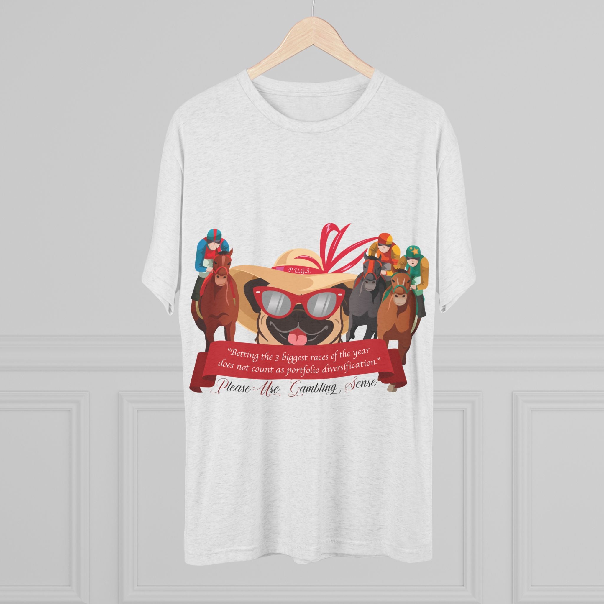 Horse Racing “Betting” Unisex Graphic Tee by P.U.G.S. Apparel, Light Colors