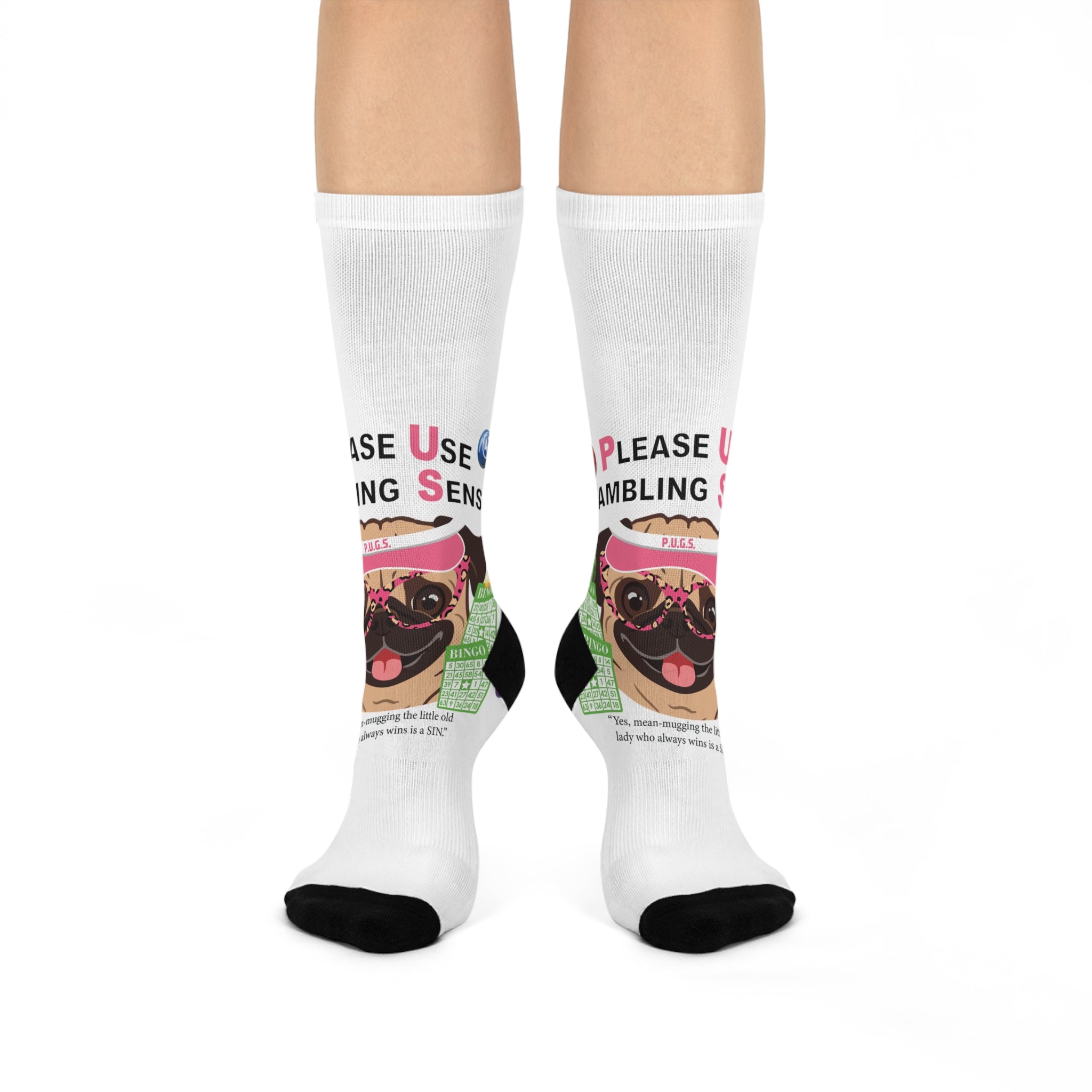 Bingo “Mugging” Cushioned Crew Socks from P.U.G.S. Apparel
