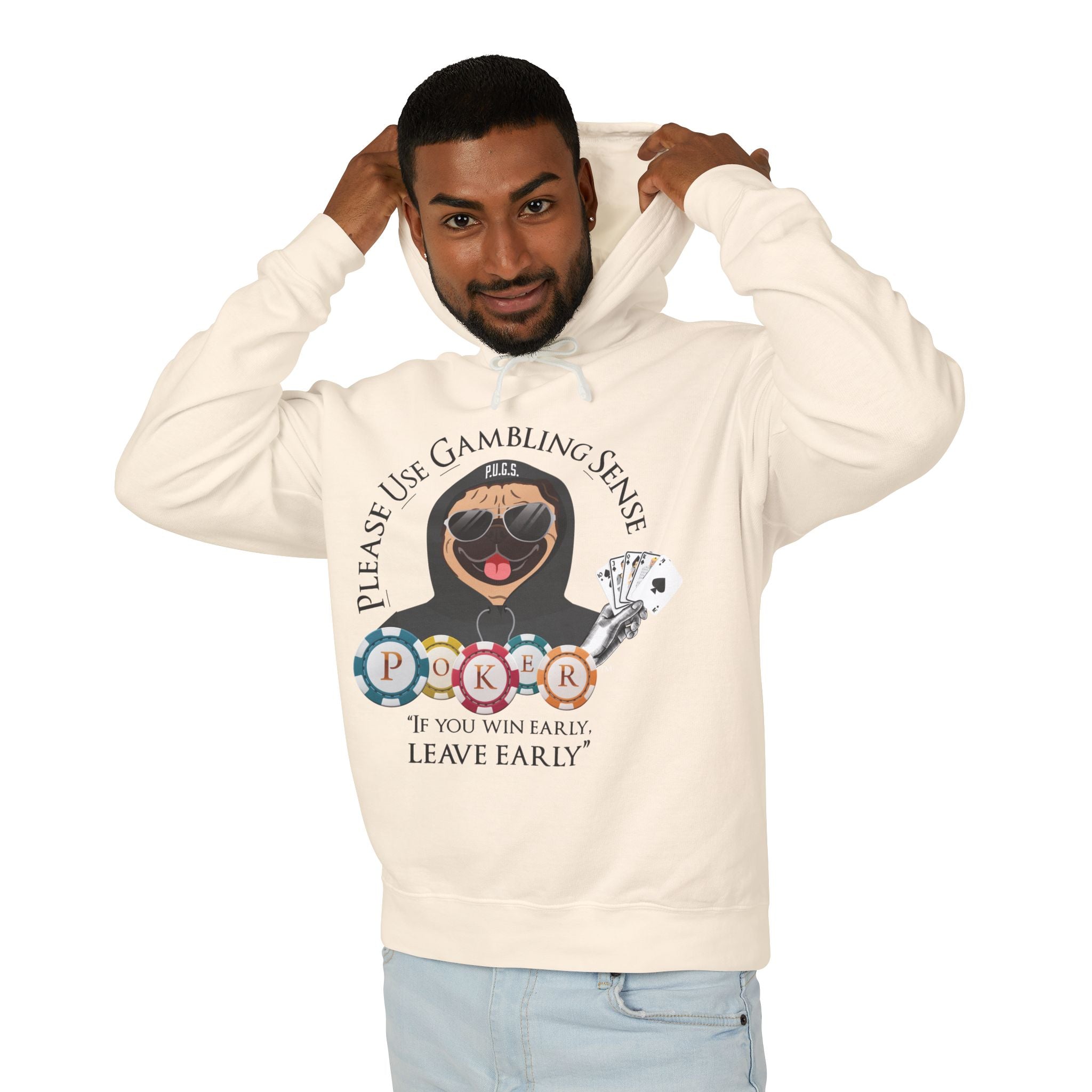 Funny poker graphic hoodie by P.U.G.S. apparel