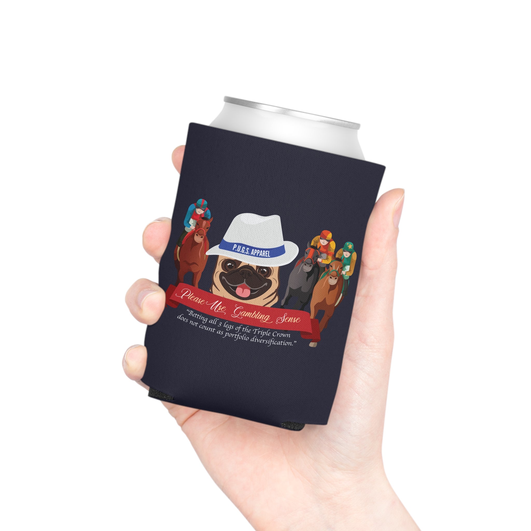 horse racing can cooler by P.U.G.S. Apparel
