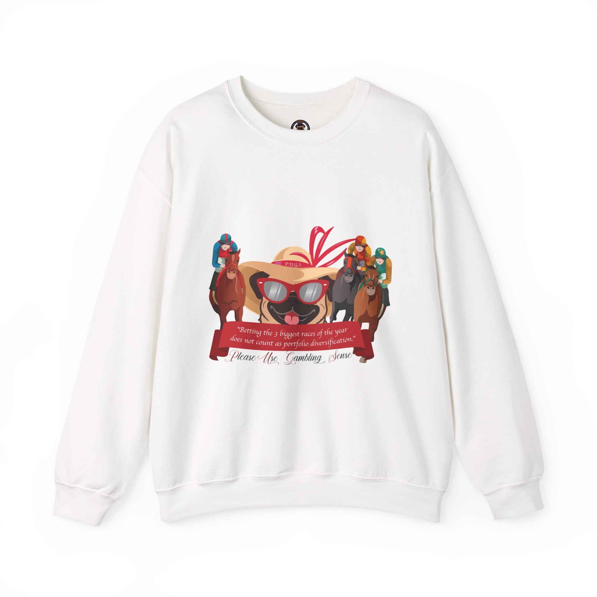funny horse racing graphic sweatshirt by P.U.G.S. Apparel