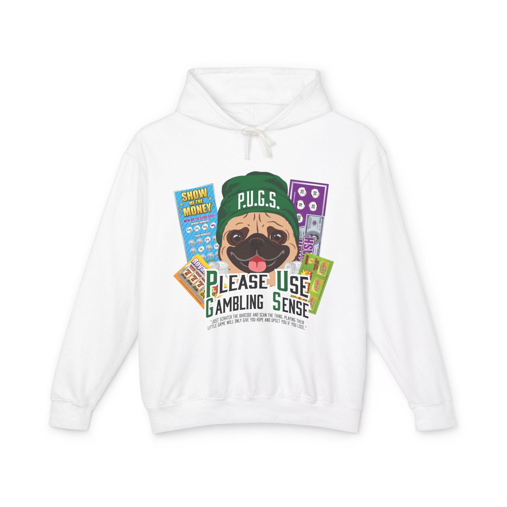 Funny scratch off lottery graphic hoodie by P.U.G.S. Apparel