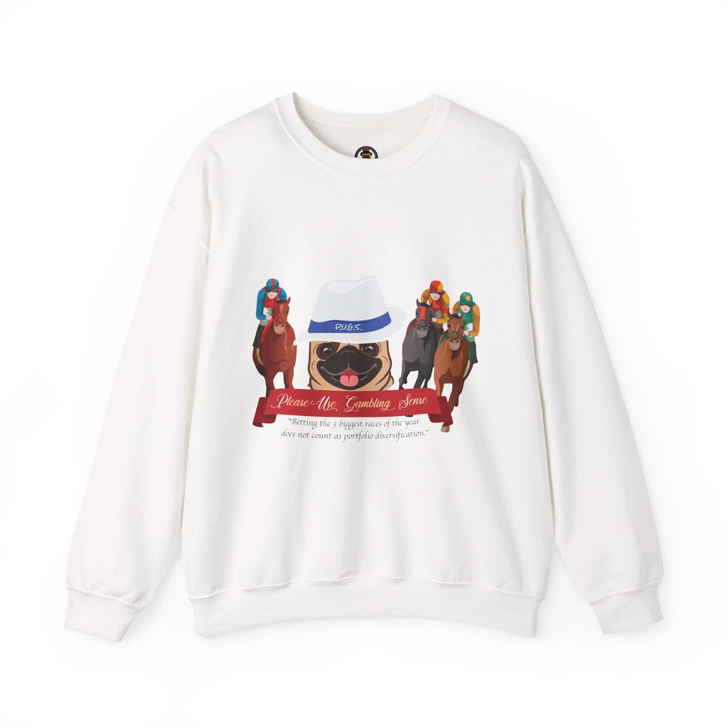 Horse Racing Fedora Unisex Crew Neck Sweatshirt by P.U.G.S. Apparel Light colors