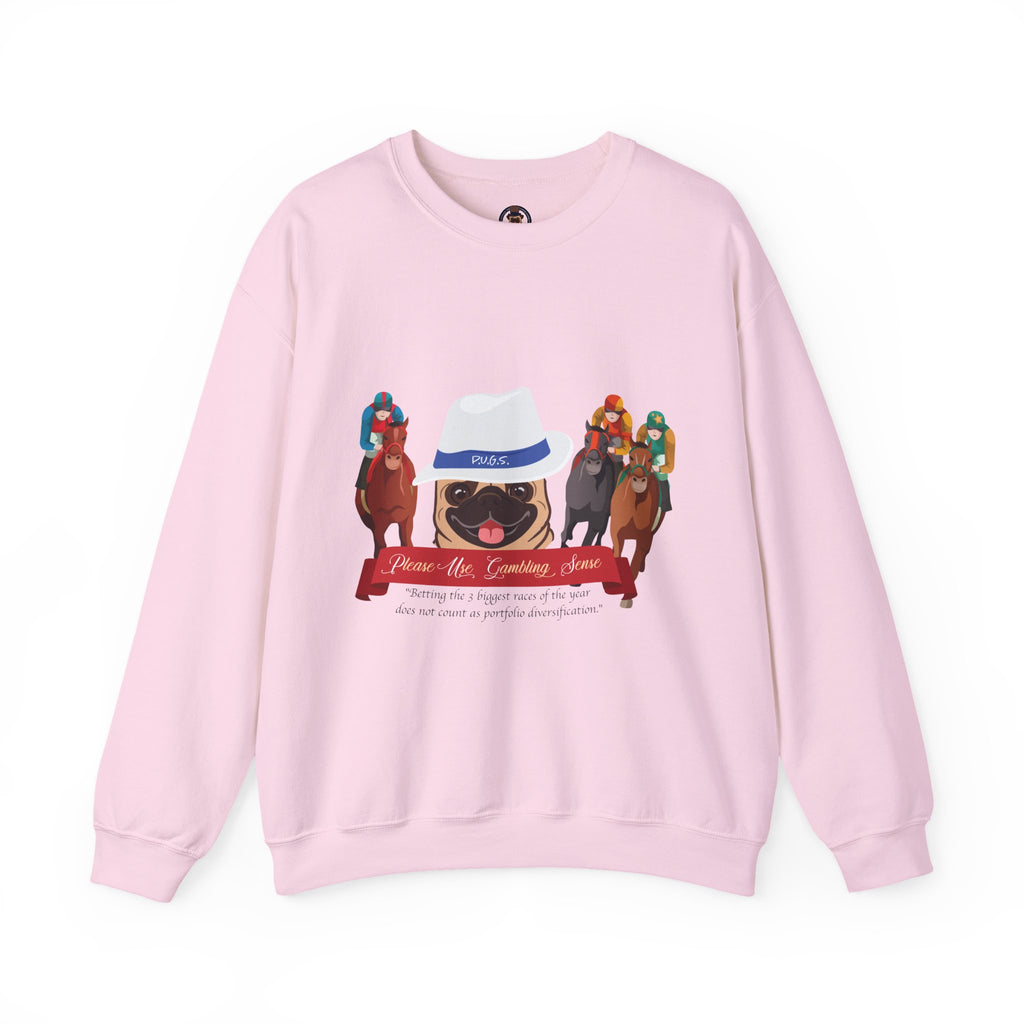 Horse Racing Fedora Unisex Crew Neck Sweatshirt by P.U.G.S. Apparel Light colors