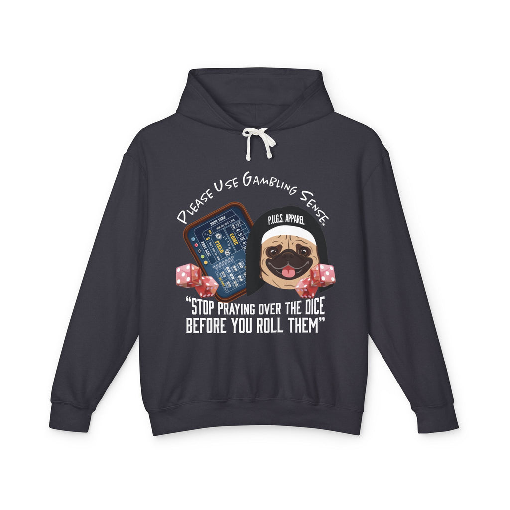 Craps Dice Pug Hoodie by P.U.G.S. Apparel: Dark colors