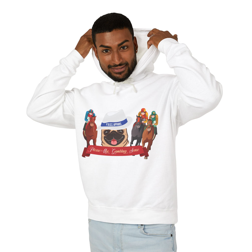 Funny horse racing graphic hoodie by P.U.G.s. Apparel