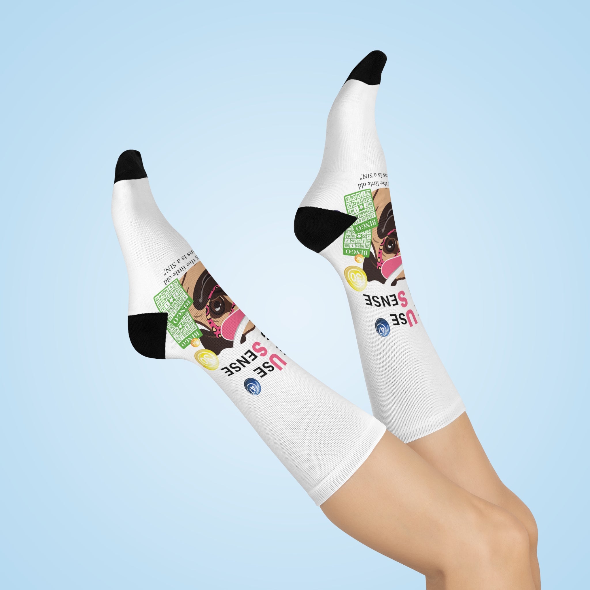 Bingo “Mugging” Cushioned Crew Socks from P.U.G.S. Apparel