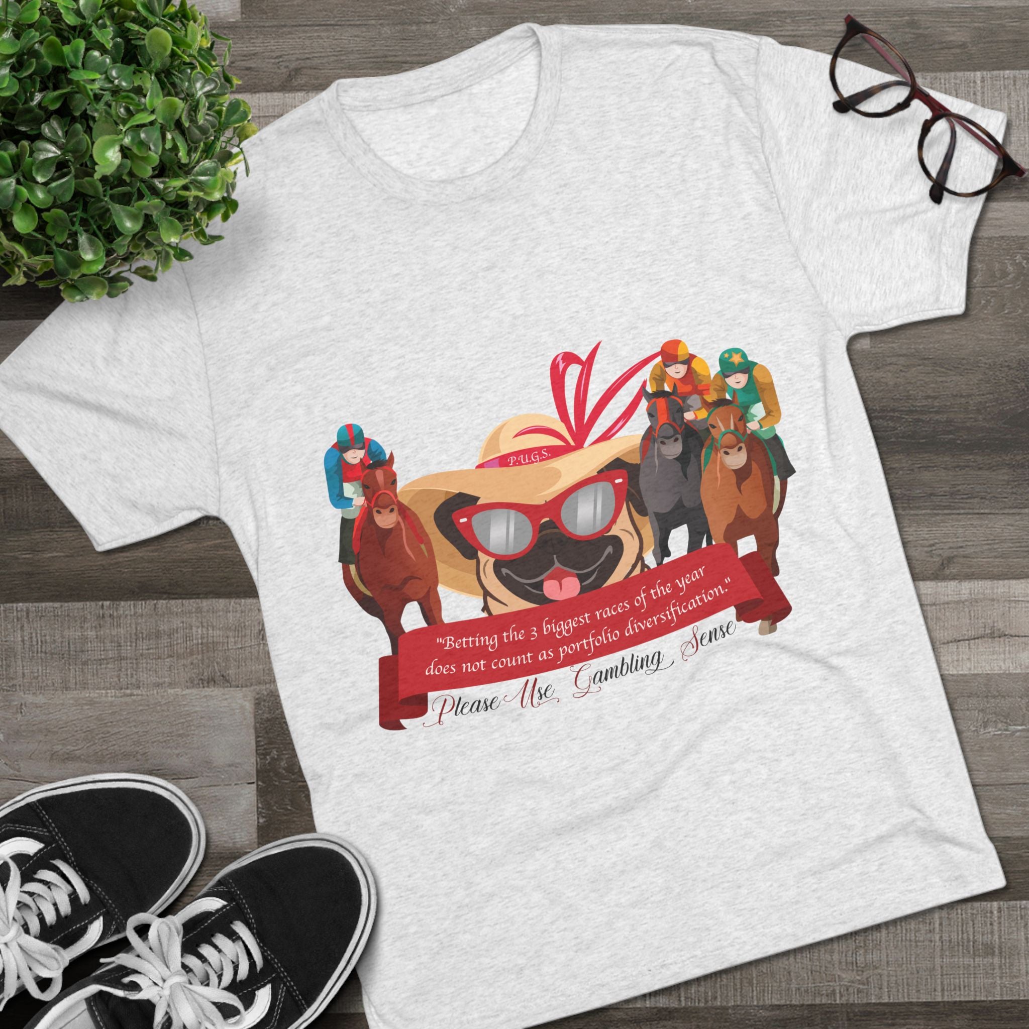 Horse Racing “Betting” Unisex Graphic Tee by P.U.G.S. Apparel, Light Colors