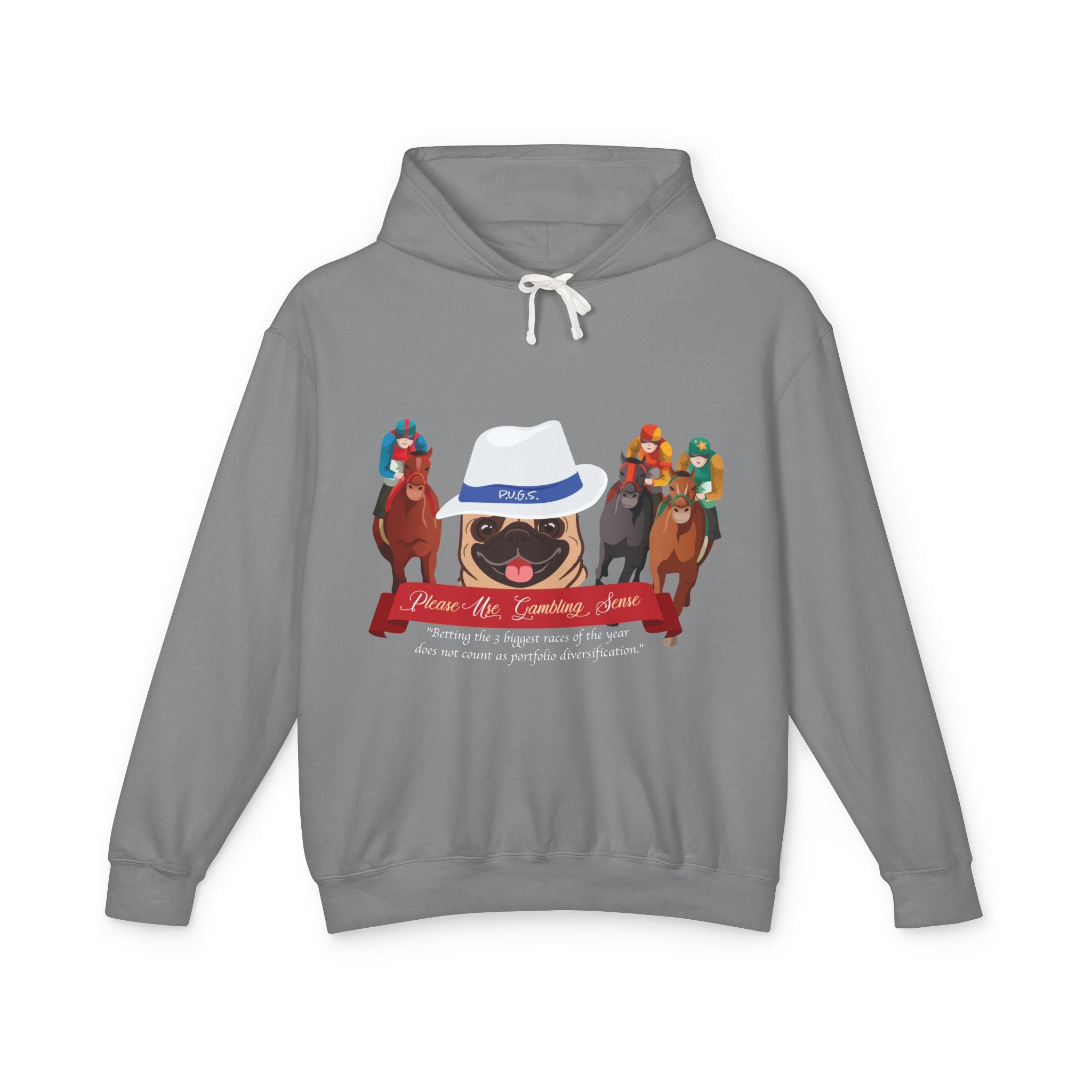Horse Racing "Fedora" Hoodie by P.U.G.S. Apparel: Dark colors